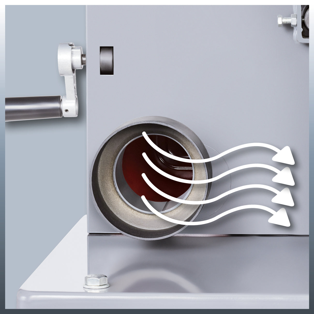 Fierastrau cu banda Einhell TC-SB 305 U, 750W, viteza a lamei de ferastrau 370-800 m/min, inaltime de taiere 170mm, masa de ferastrau inclinabila, opritoare paralele si unghiulare, cadru de baza