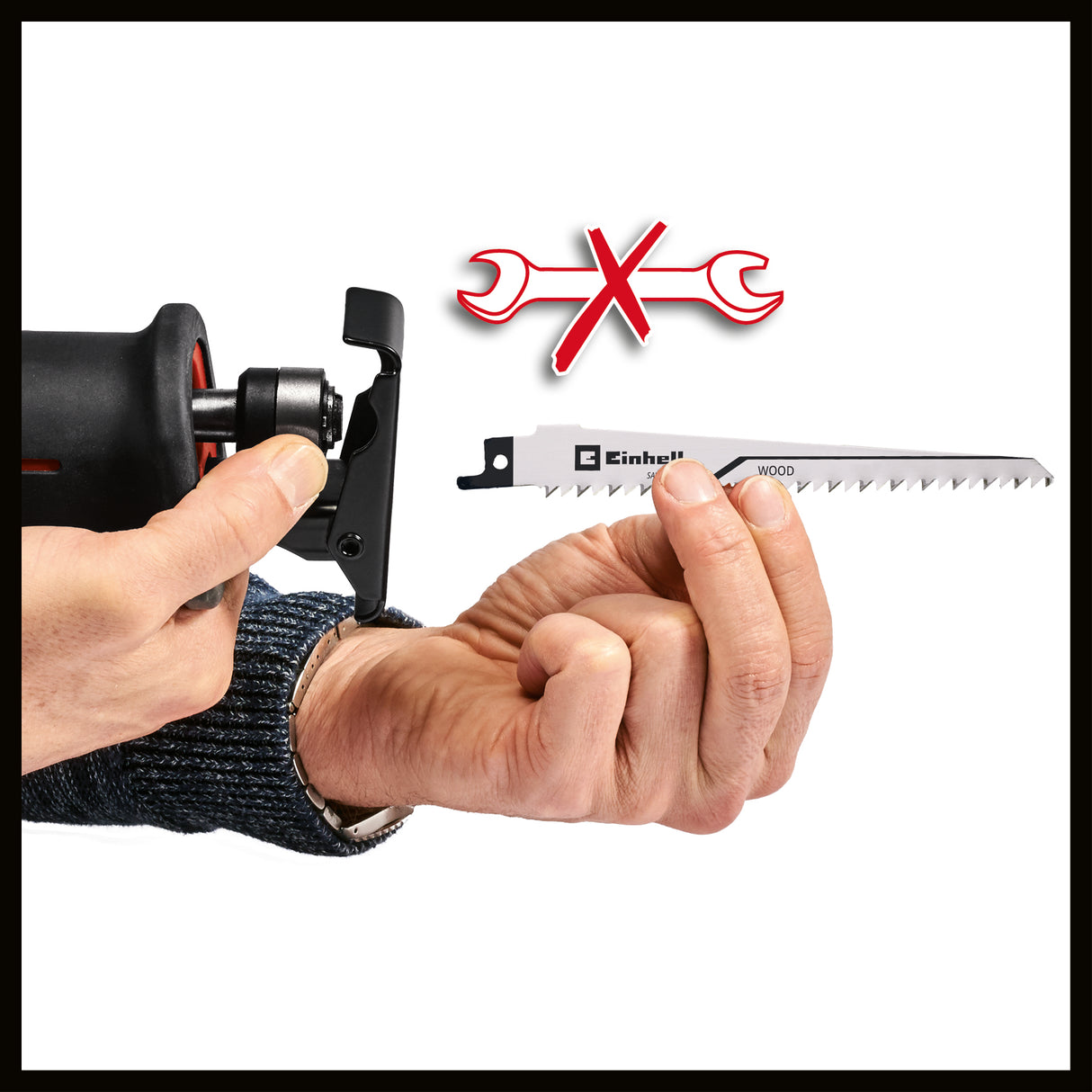 Fierastrau universal tip sabie Einhell TE-AP 750 E, 750 W, control electronic al vitezei de taiere, talpa reglabila fara unelte, schimbare a lamei fara unelte, zona mare de prindere moale, incl. lama de Fierastrau pentru lemn