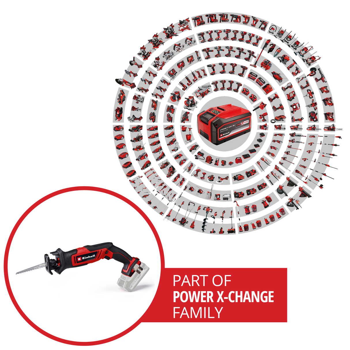 Einhell TE-AP 18/13 Li-Solo Power X-Change akkus univerzális ortfűrész, 18 V, lökethossz 13 mm, vágási mélység 50 mm fában, felhasználóbarát kialakítás, tartozékokkal együtt, akkumulátor nélkül