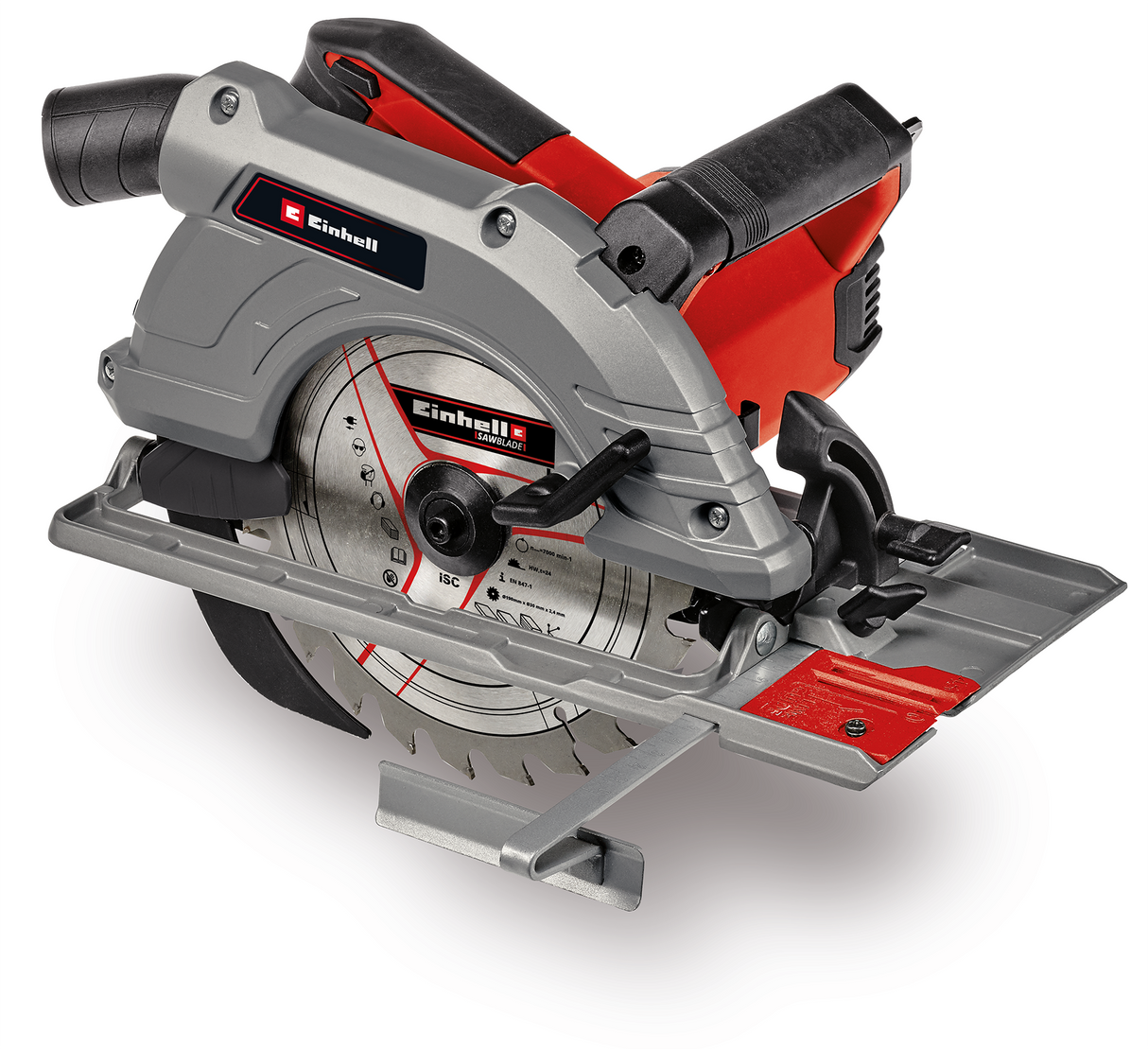 Einhell TE-CS 190/1 kézi körfűrész, 1500 W, 5500 fordulat/perc, szerszám nélküli állítás, nagy fogantyú, alumínium fűrészasztal, orsóretesz, keményfém fűrészlappal együtt