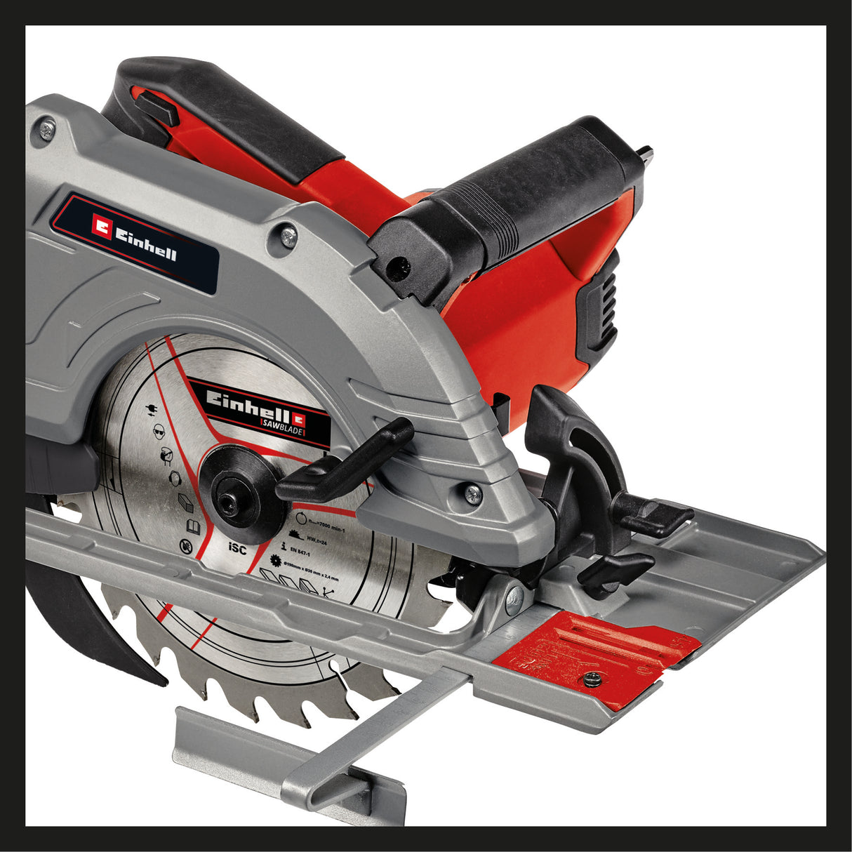 Einhell TE-CS 190/1 kézi körfűrész, 1500 W, 5500 fordulat/perc, szerszám nélküli állítás, nagy fogantyú, alumínium fűrészasztal, orsóretesz, keményfém fűrészlappal együtt
