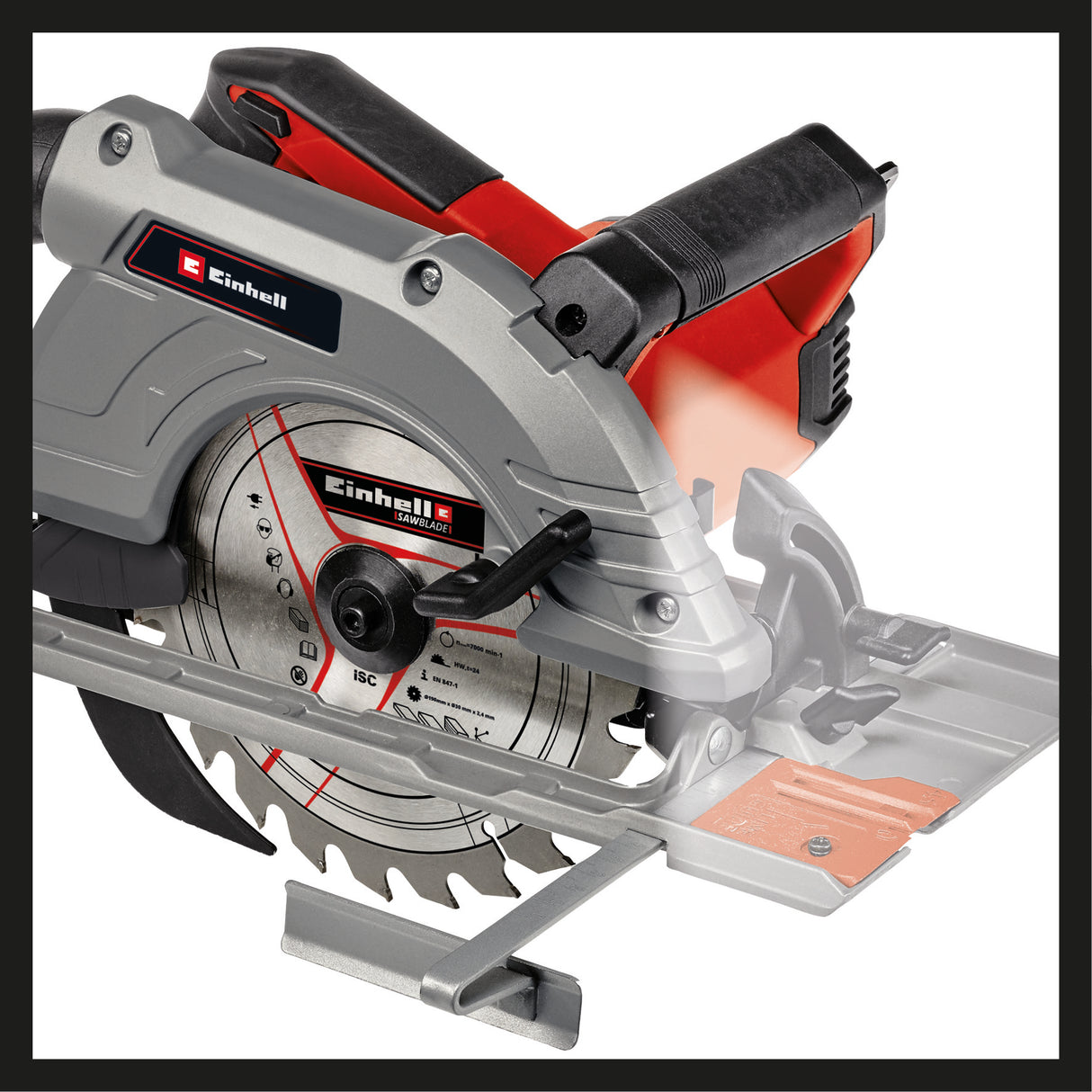 Einhell TE-CS 190/1 kézi körfűrész, 1500 W, 5500 fordulat/perc, szerszám nélküli állítás, nagy fogantyú, alumínium fűrészasztal, orsóretesz, keményfém fűrészlappal együtt