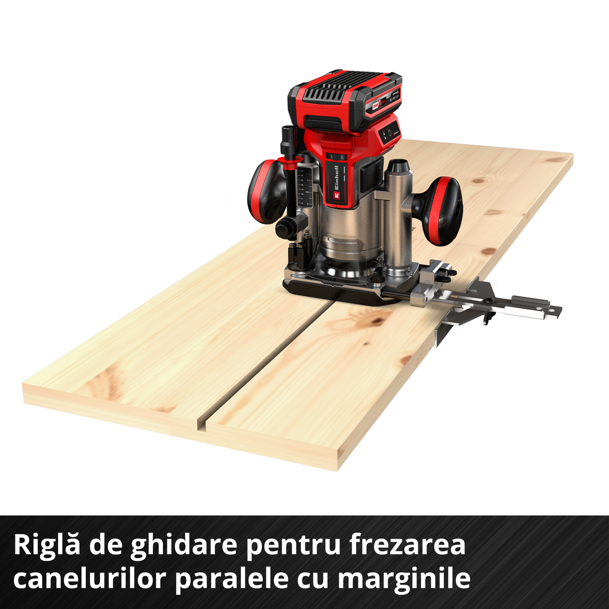 Freza electrica pe acumulator Einhell Professional TP-RO 18 Li BL-Solo Power X-Change (18 V, Li-ion, inaltime cursa 35 mm, motor fara perii, inclusiv ghidaj longitudinal, fara acumulator si fara incarcator