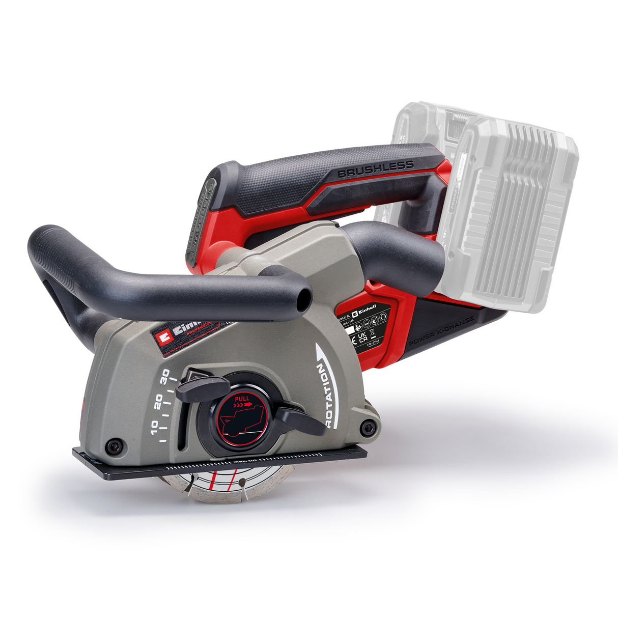 Einhell Professional TP-MA 36/30 Li BL - Solo Power X-Change akkus csatornafűrész (36 V, vágási szélesség akár 30 mm, mélység akár 30 mm, 2 gyémánttárcsát tartalmaz)