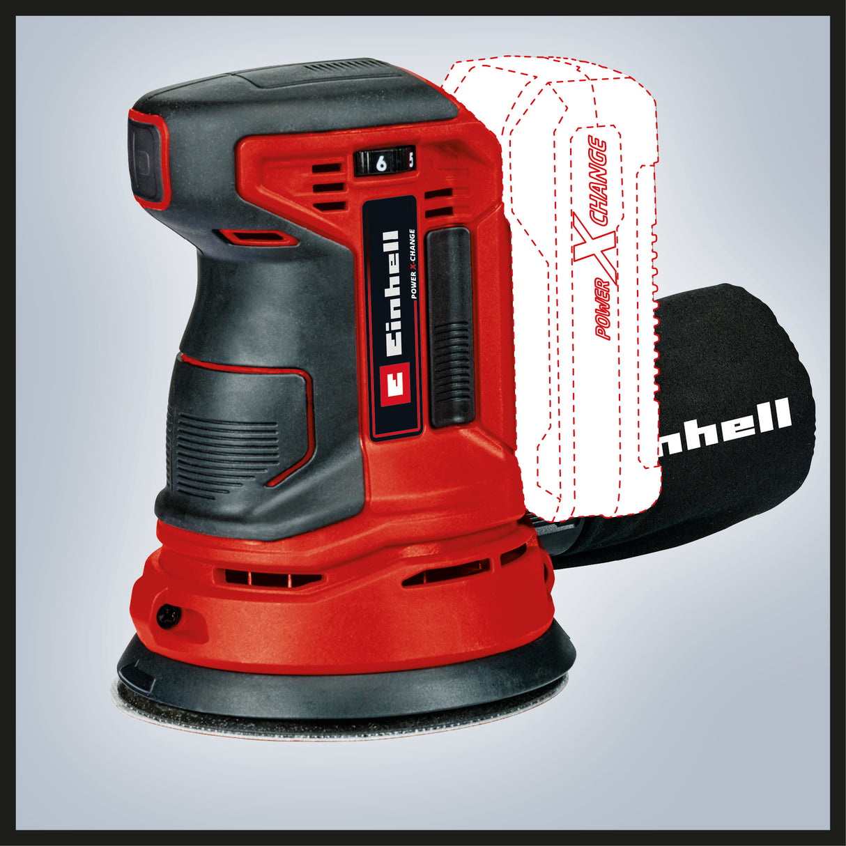 Slefuitor orbital pe acumulator Einhell TE-RS 18 Li-Solo Power X-Change, Litiu-ion, control electronic al vitezei, fixare cu micro-velcro, incl. 1x hartie abraziva P80, fara baterie si incarcator