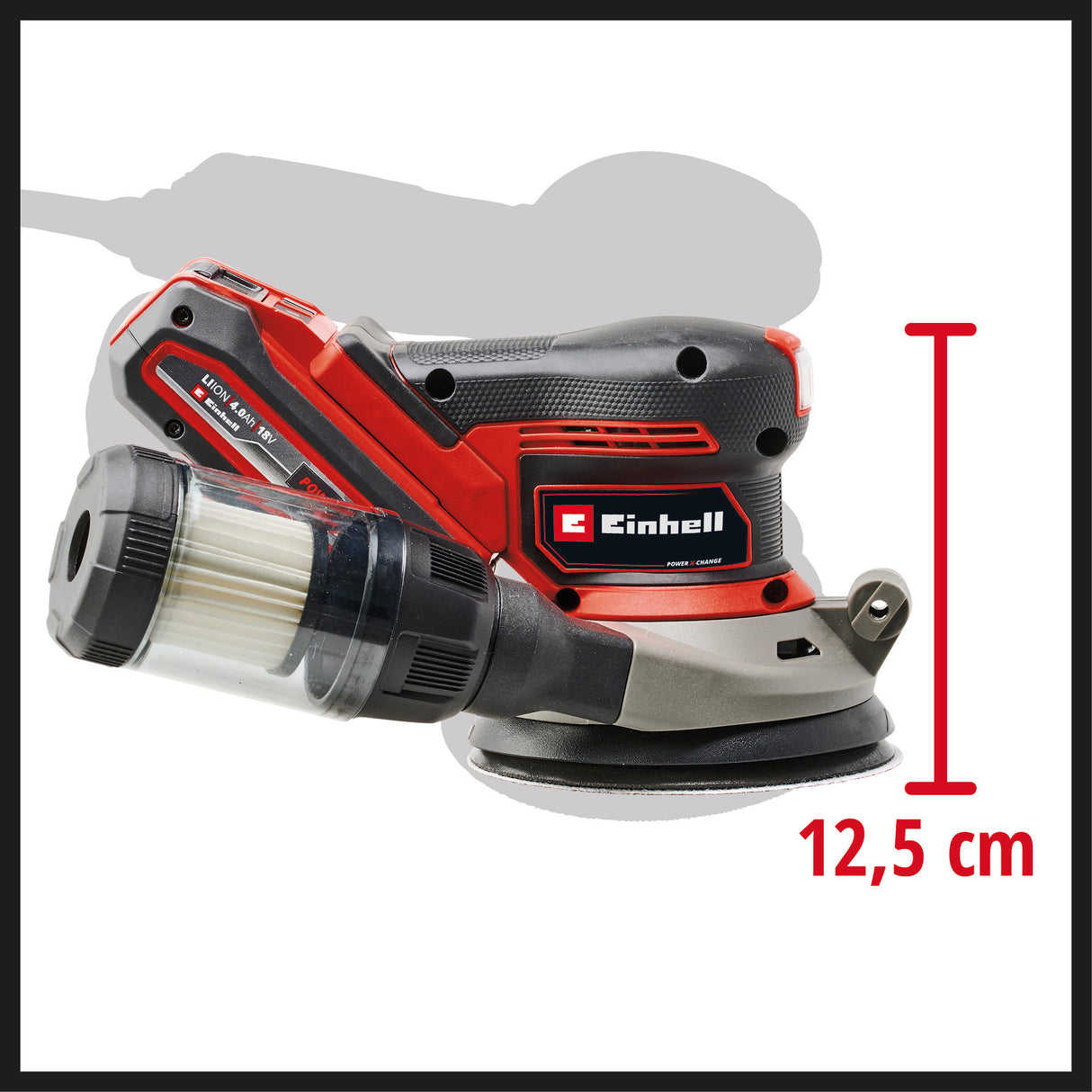Slefuitor orbital fara fir Einhell Professional TP-RS 18/32 Li BL-Solo Power X-Change (18 V, fara perii, oscilatie 3.2 mm, talpa 125 mm, cu hartie abraziva, fara acumulator)