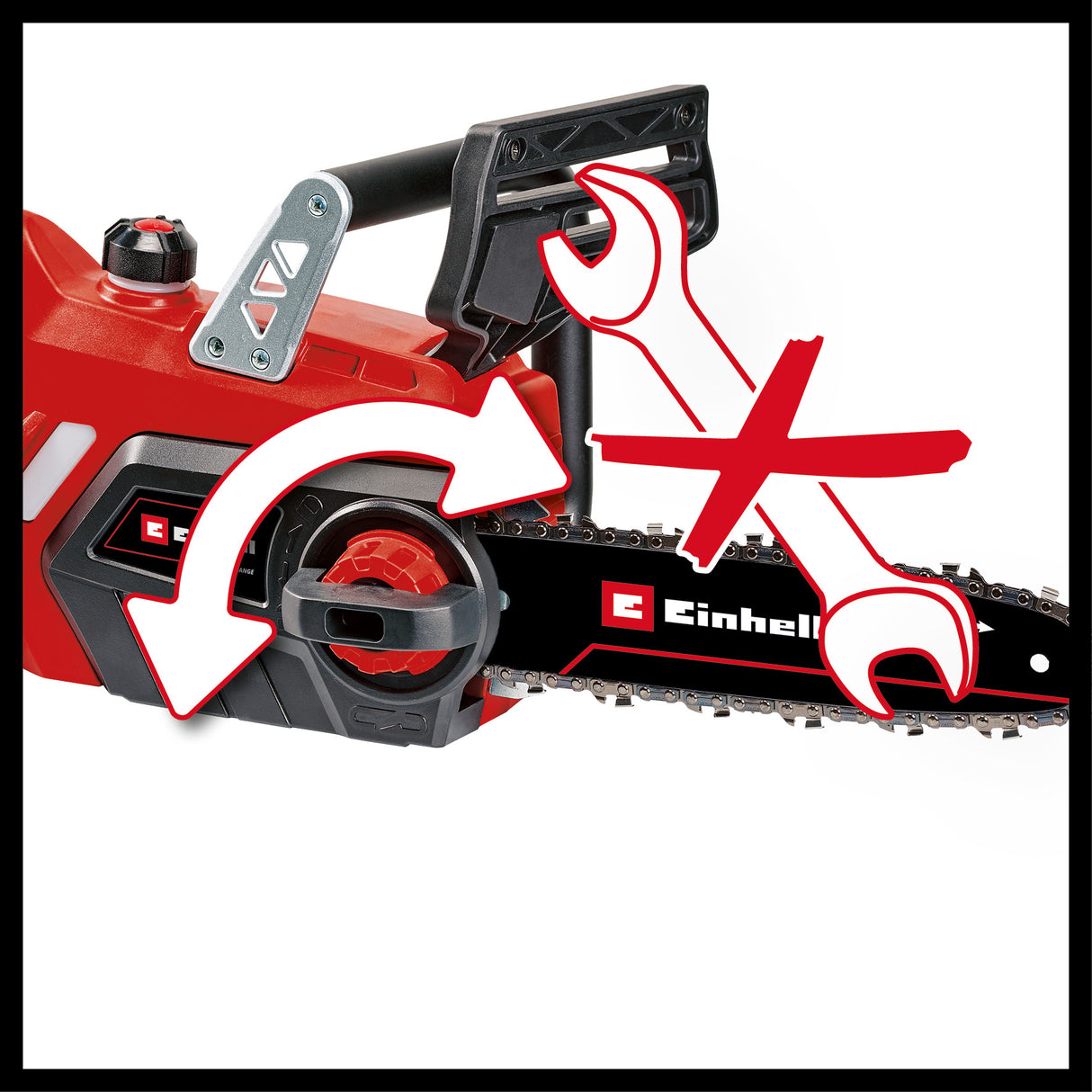 Einhell GE-LC 18/25-1 Li Kit Power X-Change akkus láncfűrész (18 V, vágási hossz 23 cm, láncsebesség 4,5 m/s, automatikus lánckenés, 1 db 3,0 Ah-s akkumulátorral + töltővel)