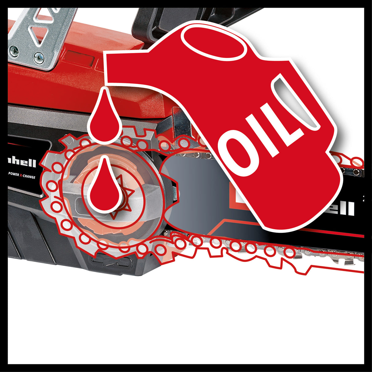 Elektromos láncfűrész / Akkus láncfűrész Einhell GE-LC 18/25 Li-Solo Power X-Change (18 V, vágási hossz 23 cm, láncsebesség 4,5 m/másodperc, automatikus lánckenés, szerszám nélküli láncfeszítés, akkumulátor nélkül