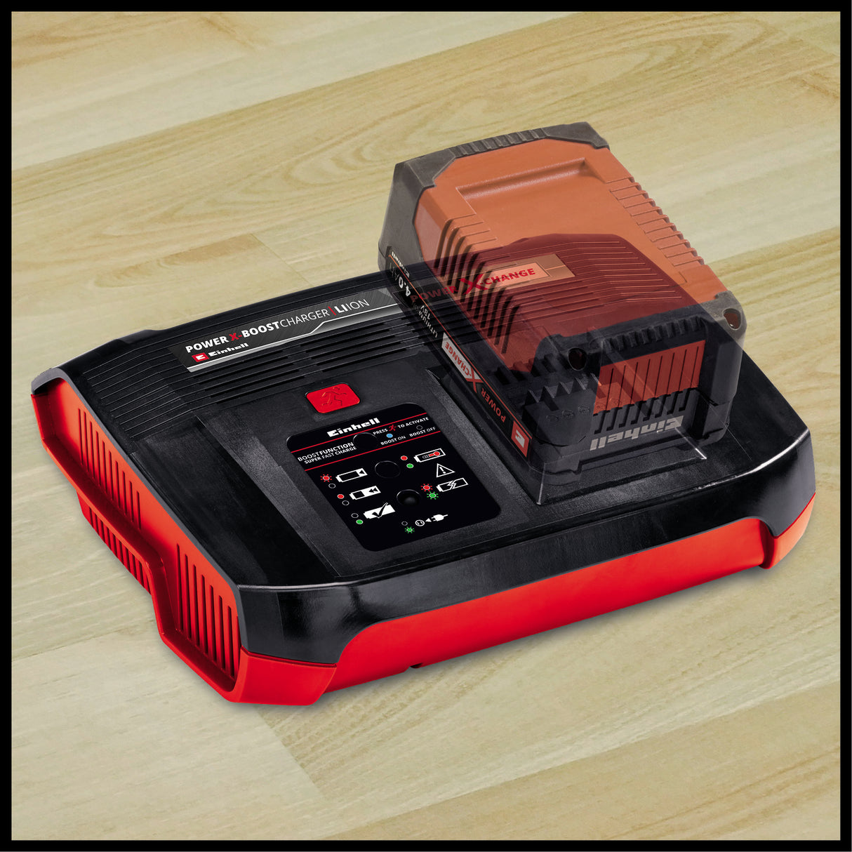 Incarcator original Einhell Power-X-Boostcharger 6 A Power X-Change, Li-Ion, potrivit pentru toate bateriile PXC, mod boost pentru incarcare rapida, afisaj LED de stare