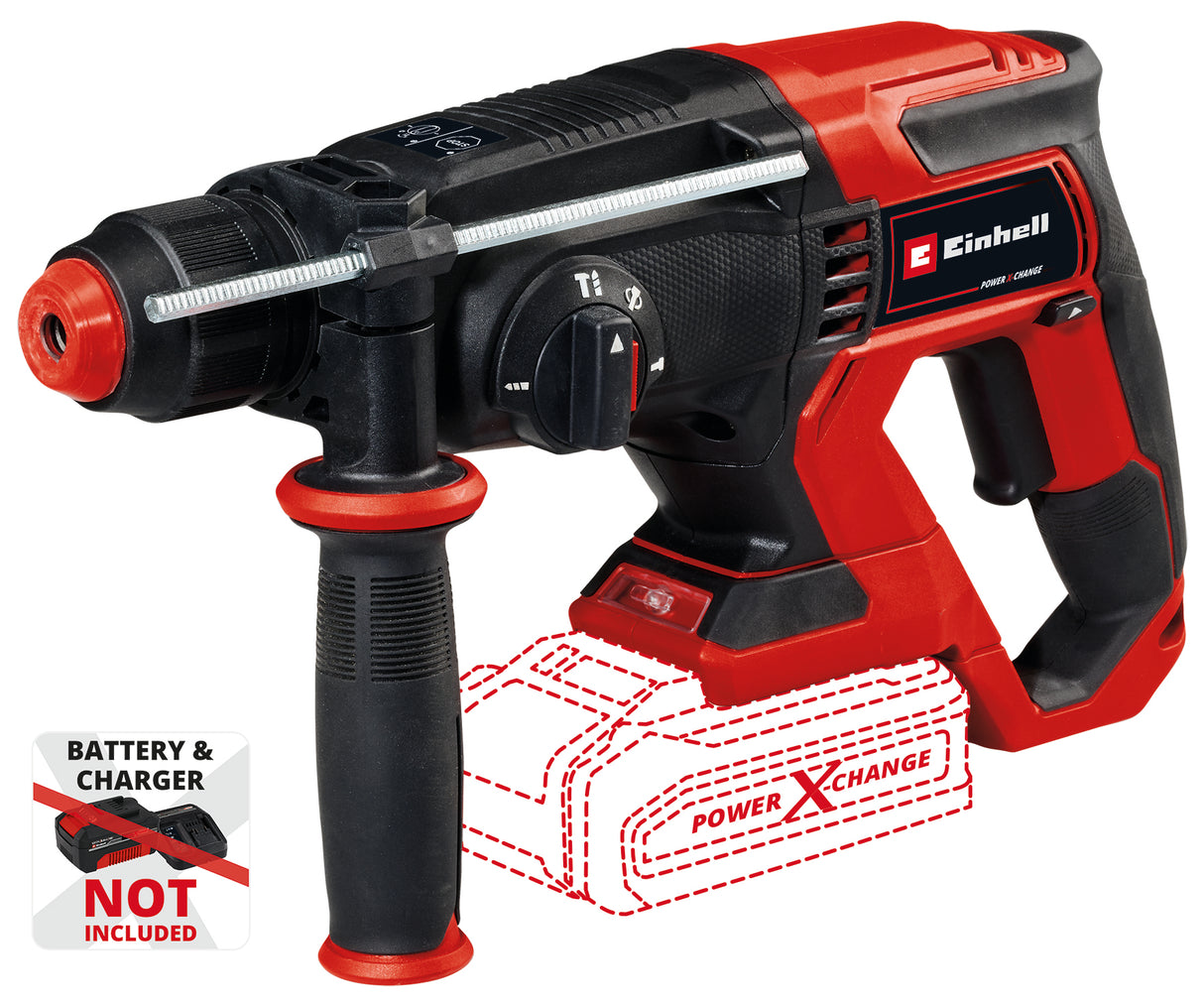 Ciocan rotopercutor cu acumulator Einhell TE-HD 18/20 Li-Solo Power X-Change (18 V, 1,8 J, capacitate de gaurire in beton de 20 mm, 4.750 rpm, viteza maxima de gaurire, SDS plus, fara acumulator