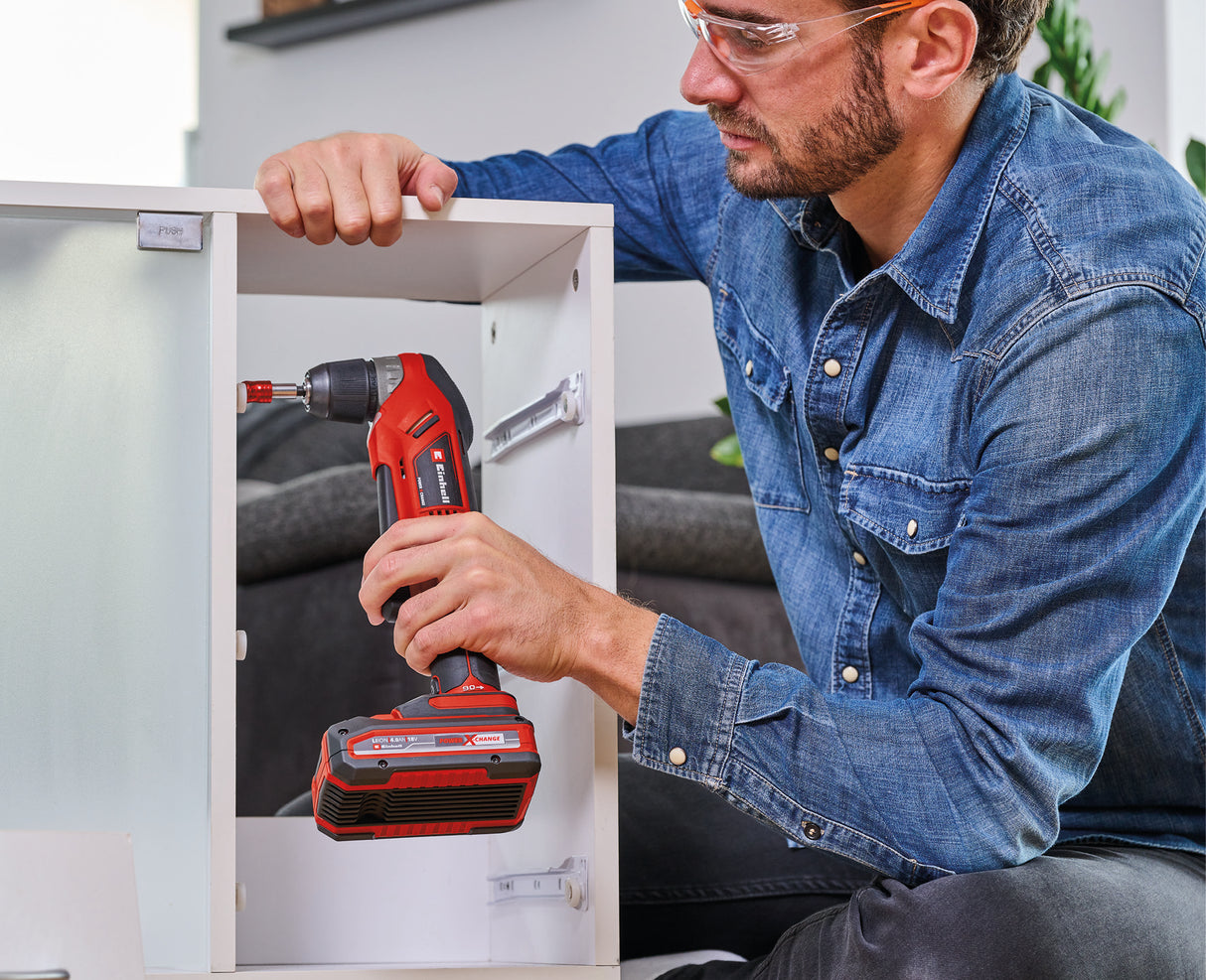Einhell TE-AD 18 Li-Solo Power X-Change akkus sarokfúró-csavarozó, 18 V, 45 Nm, 10 mm-es gyorsbefogó tokmány, LED lámpa, forgatható akkumulátortartó, akkumulátor nélkül