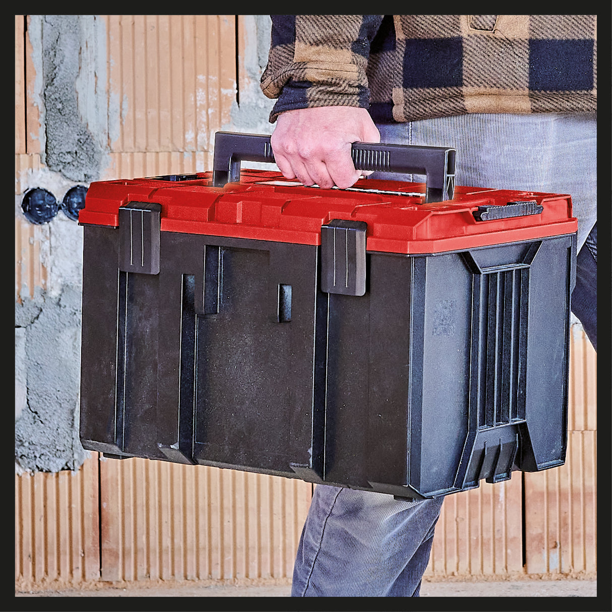 Einhell Originale E-Case M láda (max. 90 kg, tartozékok és szerszámok univerzális tárolására és szállítására, egymásra rakható, összekapcsolható)