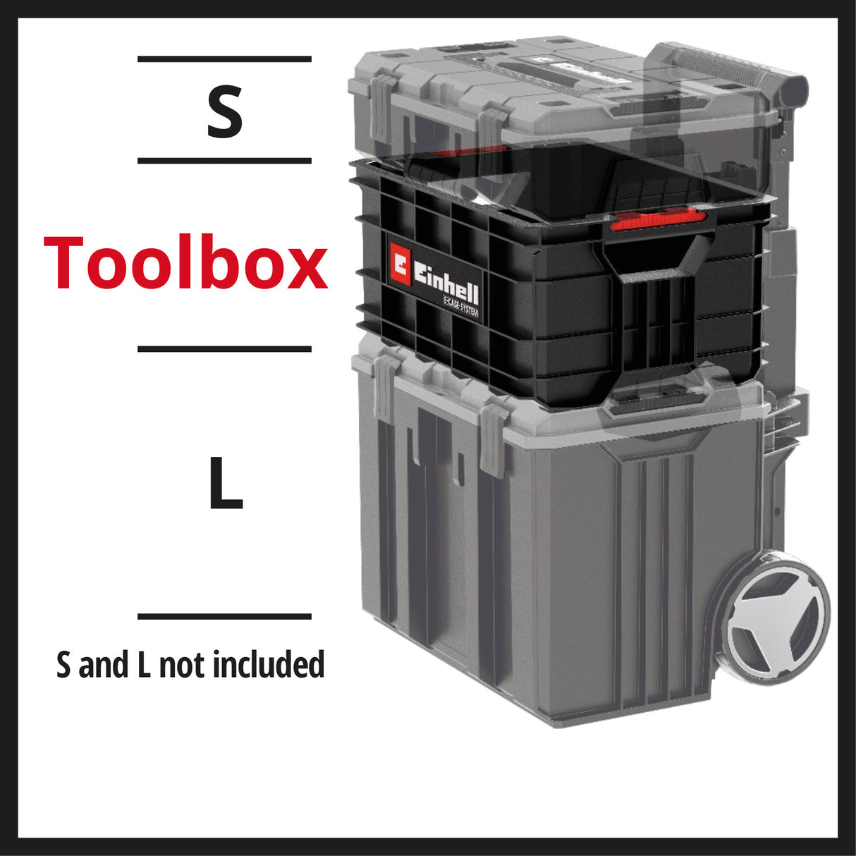 Eredeti Einhell E-Case szerszámosláda, maximum 90 kg, egymásra rakható, zárral, kombinálható az Einhell E-Case rendszerrel, szerszámok és tartozékok tárolására és szállítására
