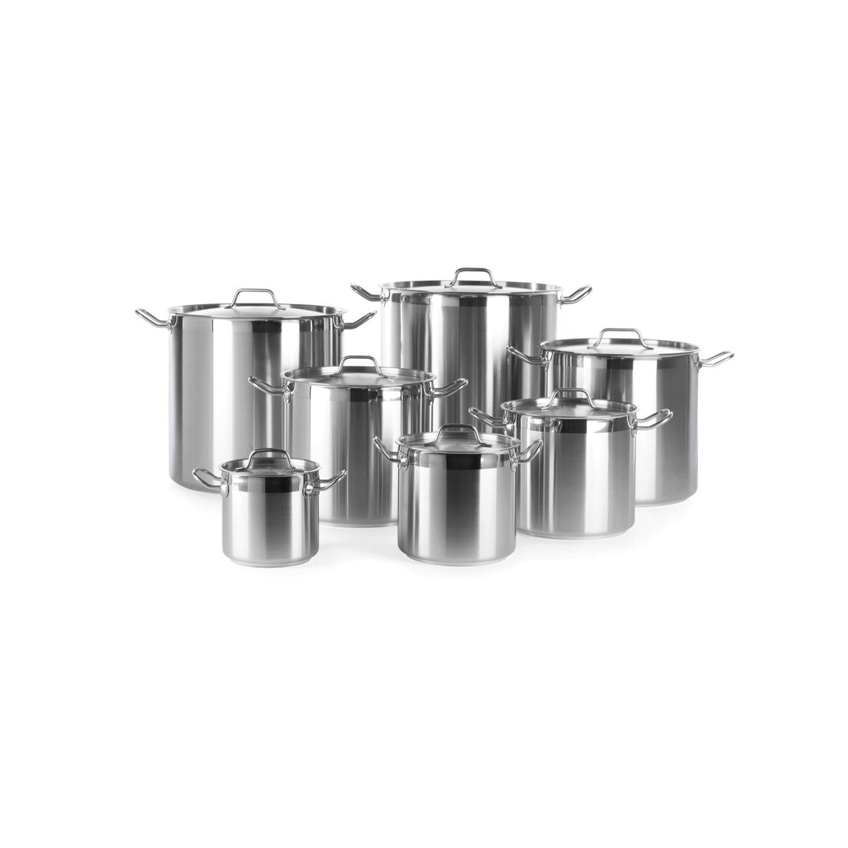 Oala inalta cu capac 50 Lit, 40 cm diametru x 40 cm inaltime, solida, din inox 18/8, gama Hendi Profi Line, potrivita si pentru uz profesional