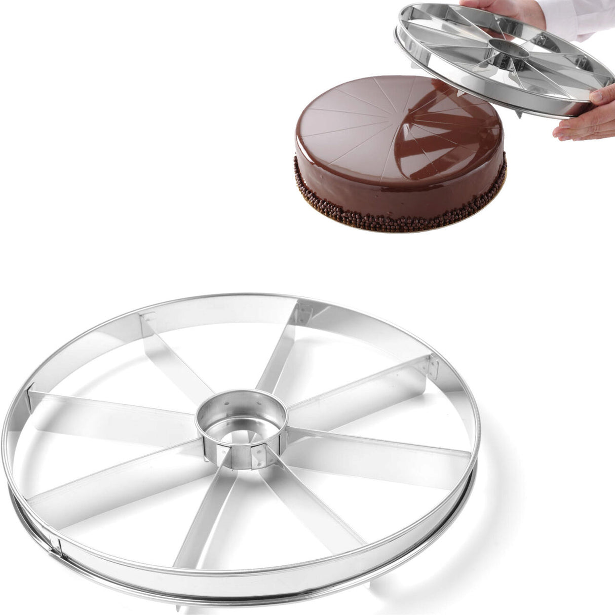 Taietor pentru prajituri/torturi/placinte, Hendi, inox, diamentru 320 mm, 12 portii egale