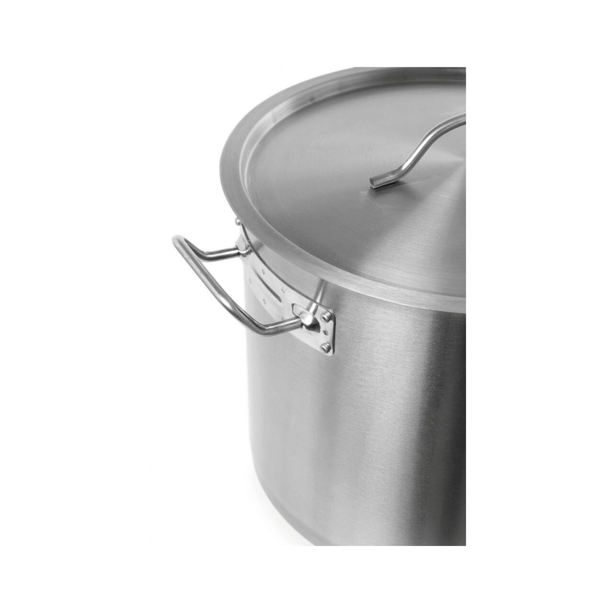 Oala medie cu capac, 17 Lit, 28 cm diametru x 28 cm inaltime, Budget Line, inox18/0, structura solida cu grosime 4 mm, manere nituite dublu, gama Hendi Budget Line