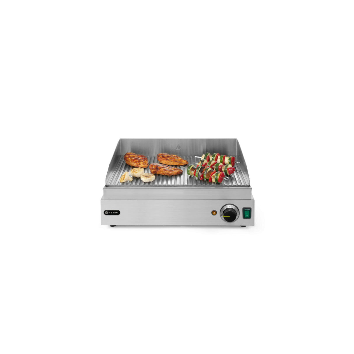 Gratar electric HENDI Profi Line suprafata integrala striata, 550x380x(H)240 mm, inox, potrivit si pentru uz profesional