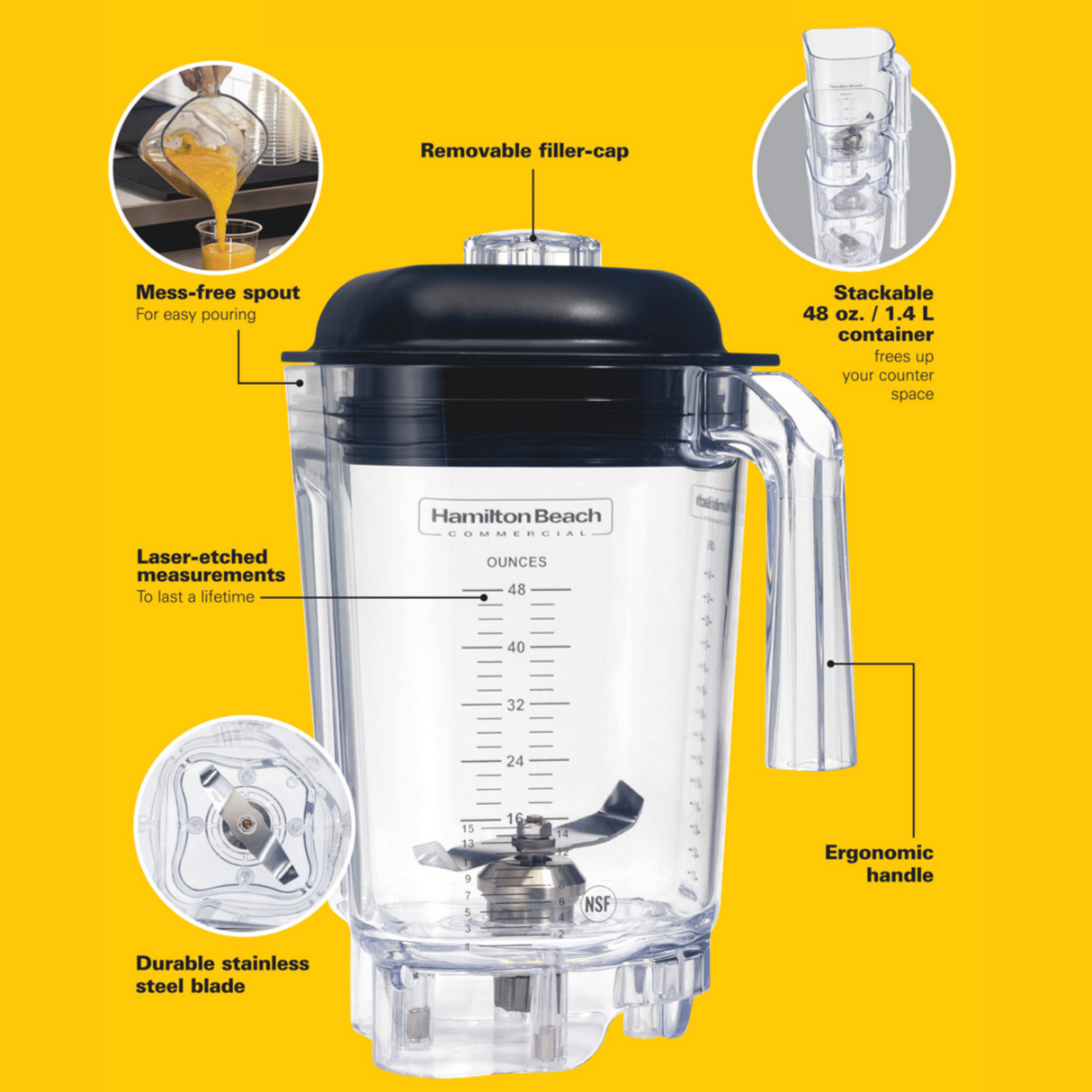 Cană din policarbonat pentru HBH855-CE, Hamilton Beach Commercial, 1,4 l, transparentă