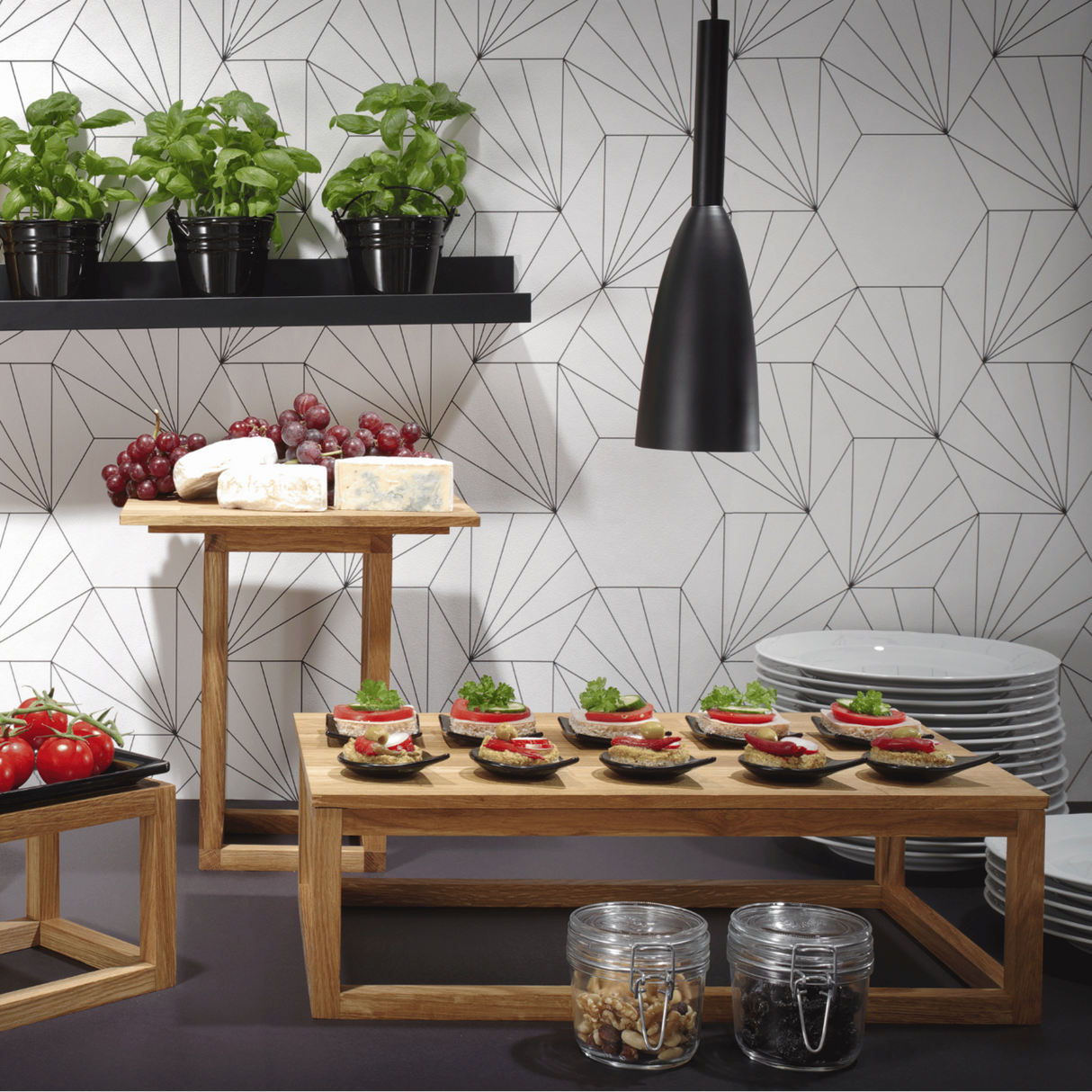 Farfurie patrata vetro fingerfood din sticla neagra, 80x80mm Fine DIne