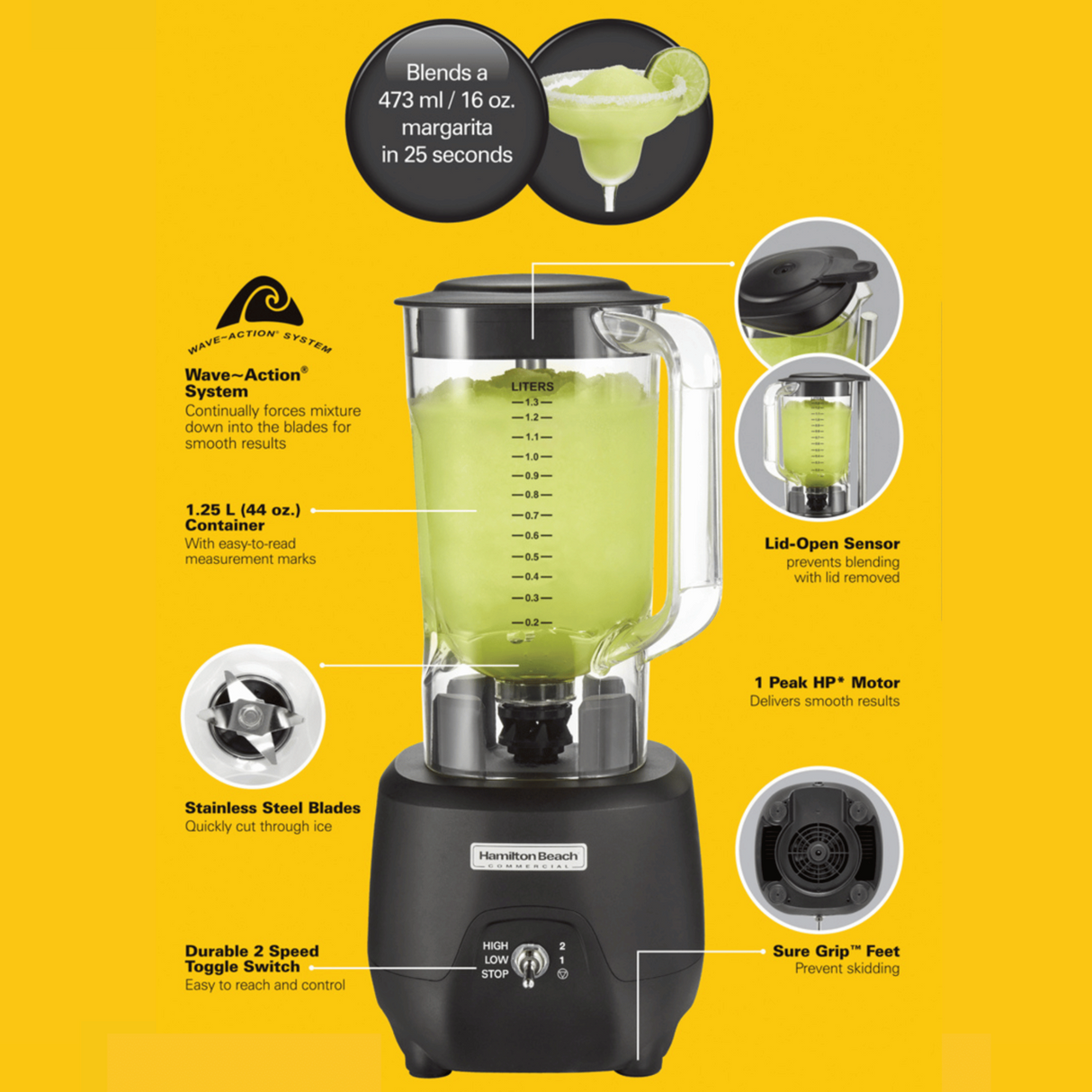 Blender profesional pentru barmani HBB908R-CE de 1,25 l, Hamilton Beach Commercial