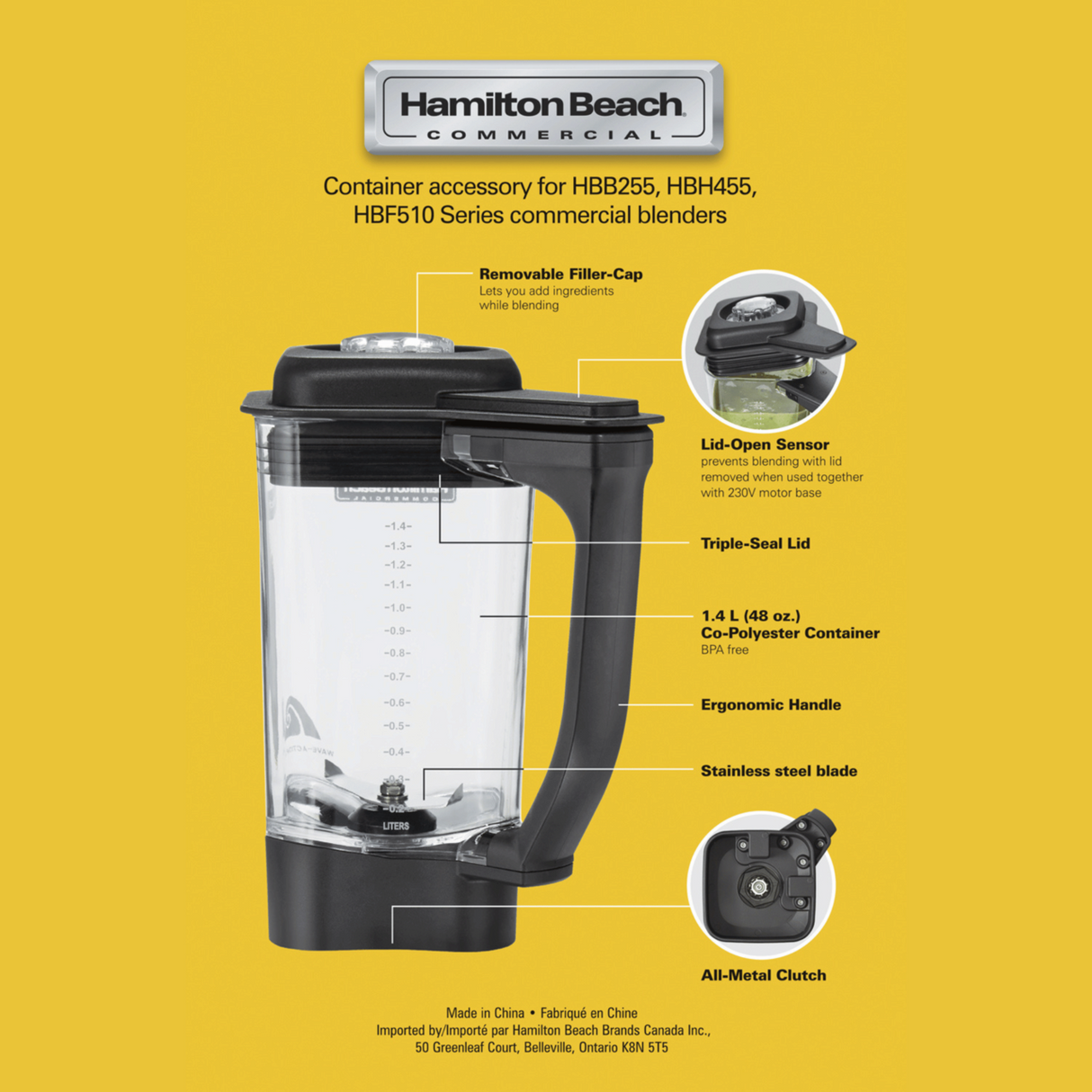 Cana din copoliester,1.4 L pentru blender HBB255, HBH455, HBF510