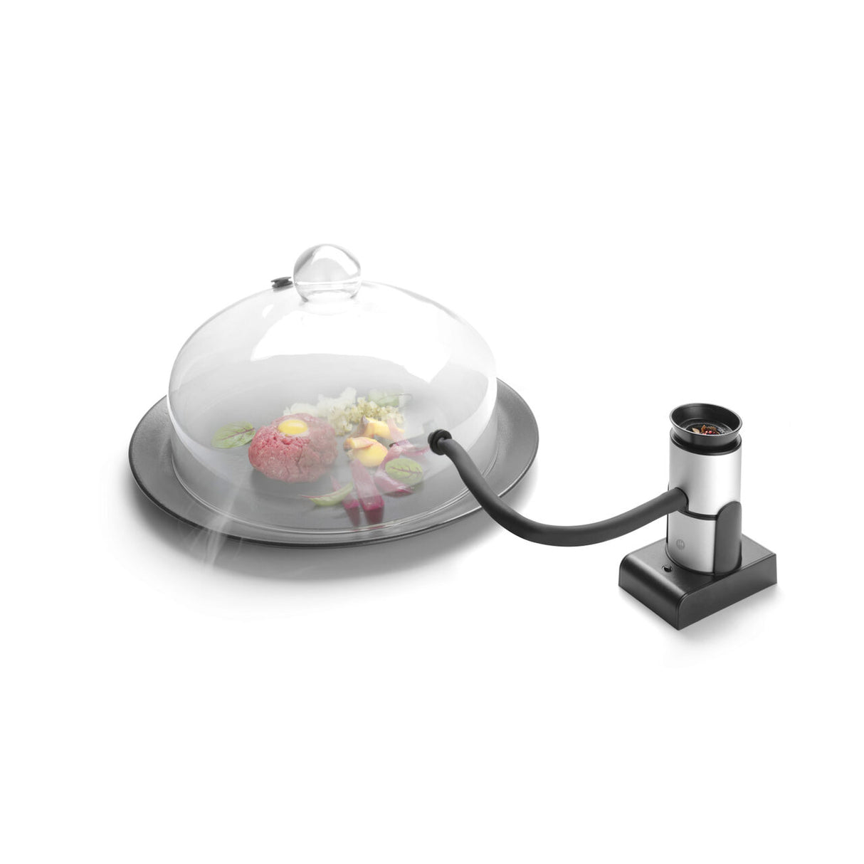 Infuzor de fum Hendi, camera detasabila, filtru integrat, furtun flexibil de cauciuc (30 cm), Aluminiu, 90x54x122 mm