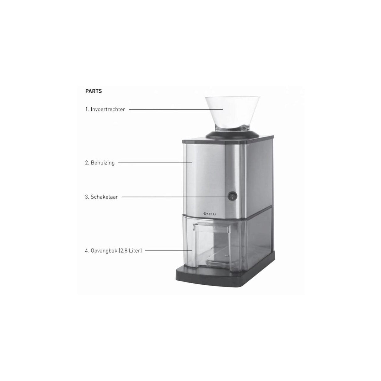 Zdrobitor electric gheata, pana la 12 kg/ora, corp inox, 80W, Hendi, 17x26x(H)46 cm