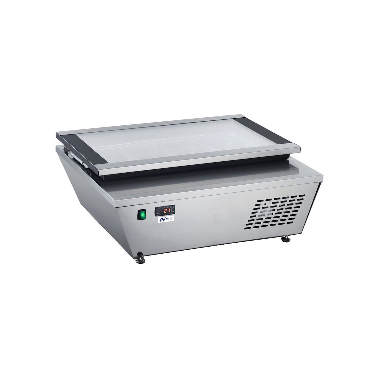 Vitrina de prezentare pentru inghetata, 77 lt, -18/-25 gr C, corp inox, ARKTIC by Hendi, 867x735x(H)373mm, Clasa energetica E