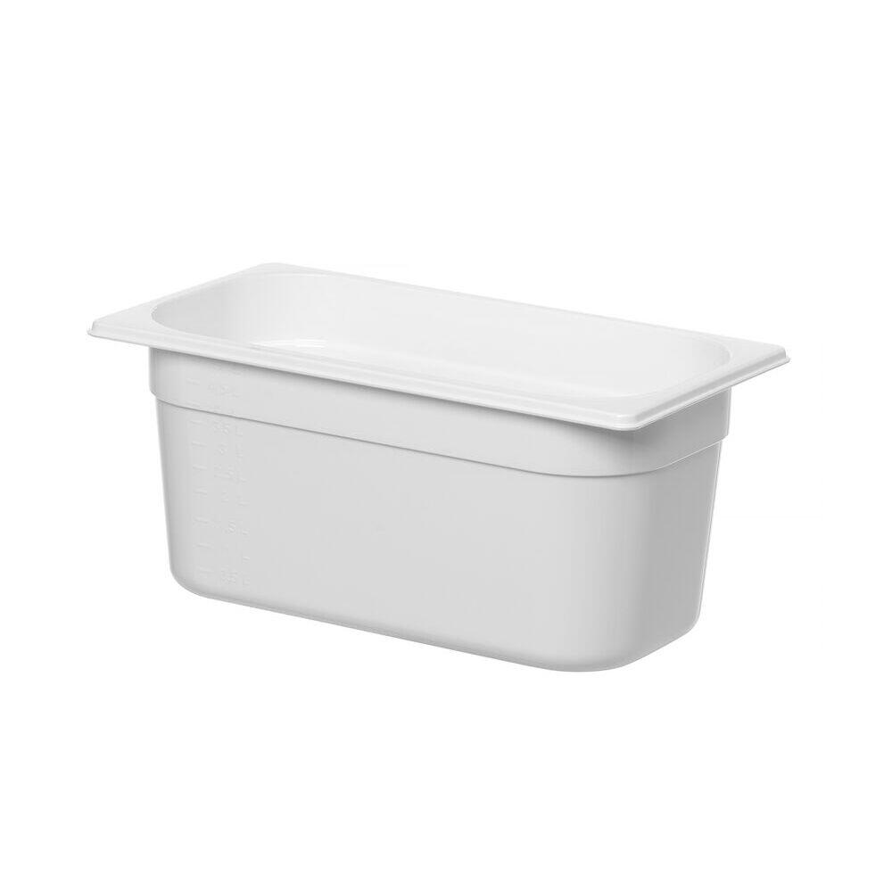 Tava gastronom din policarbonat alb, HENDI, GN 1/3, 5.7 L, alb, 325x176x(H)150mm