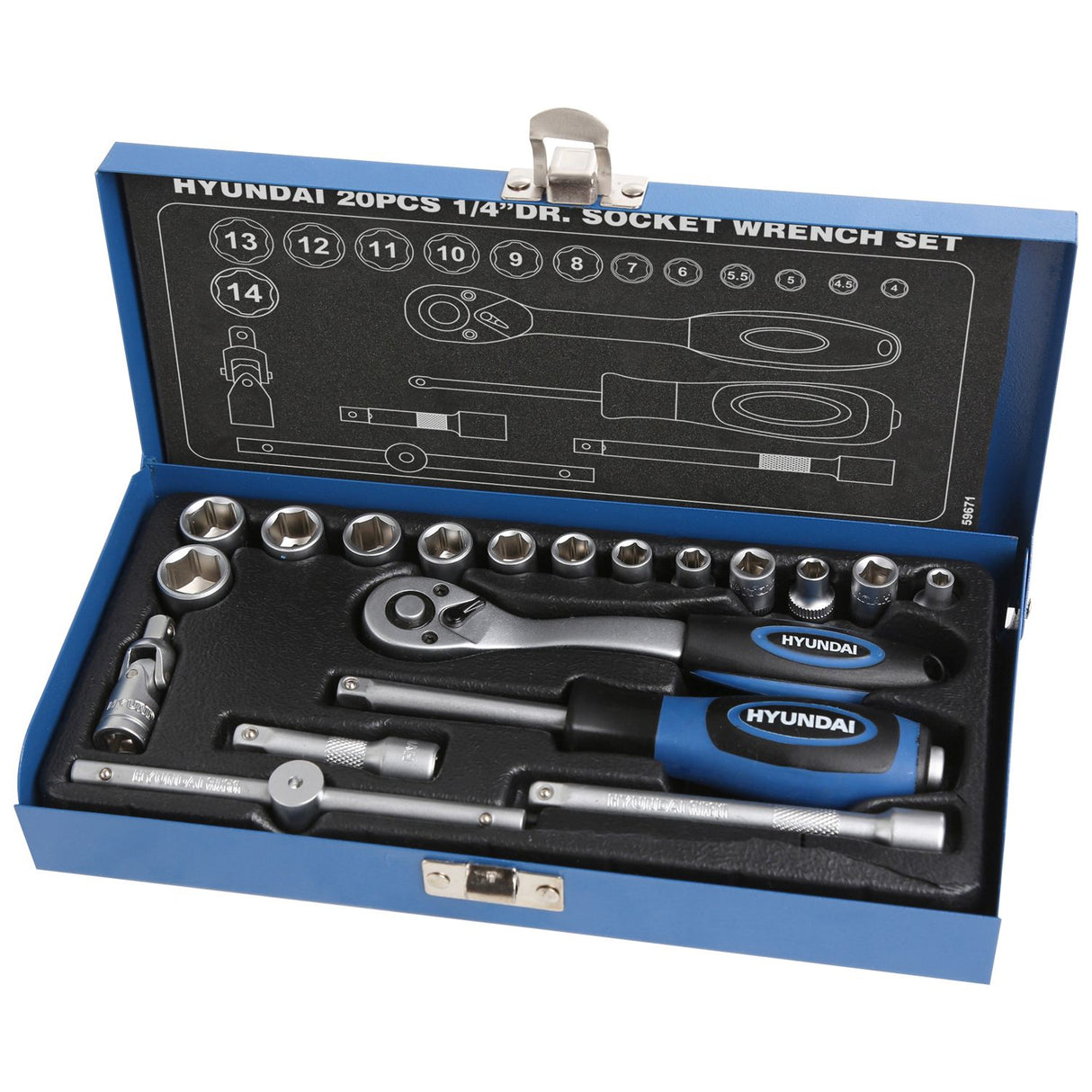 Trusa chei tubulare 1/4 20 buc Hyundai HY-59671