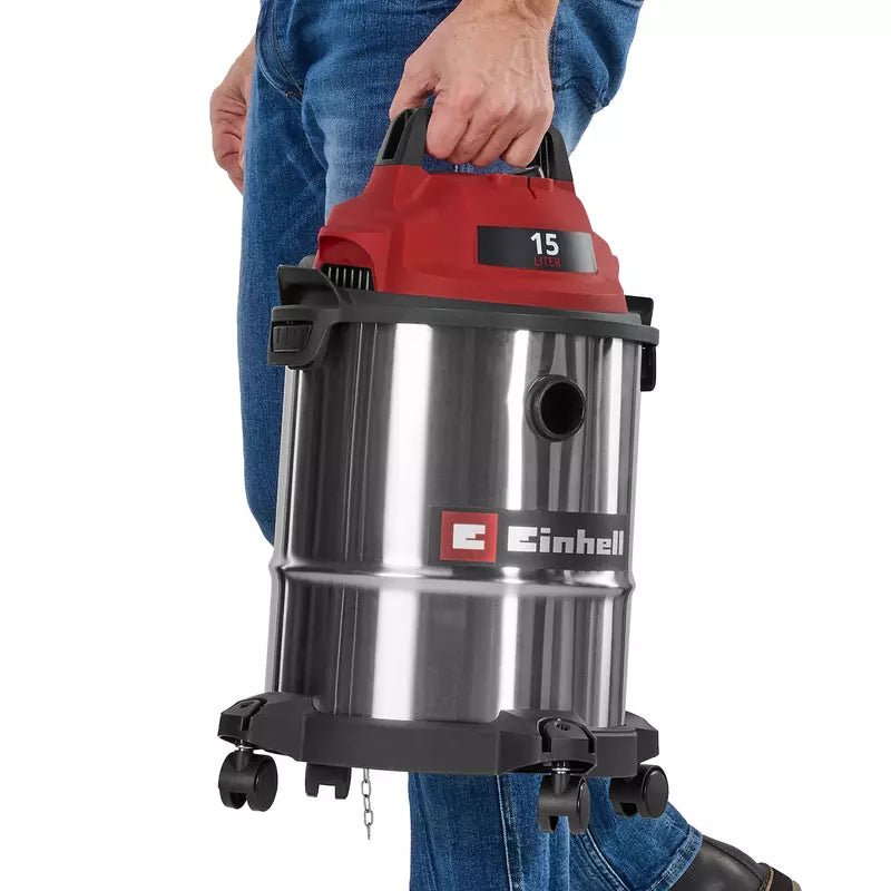 Aspirator umed-uscat Einhell TC-VC 1540 S, 900 W, capacitate de aspirare 180 mbar, role din otel inoxidabil de 15 L, suport pentru accesorii, inclusiv diverse filtre si duze - imagine 6