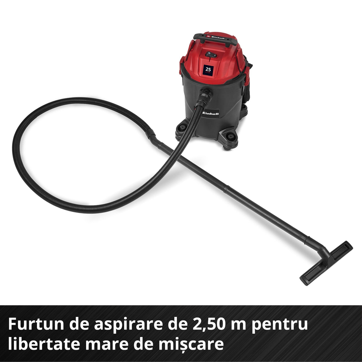 Aspirator umed - uscat Einhell TC - VC 2555 - cablu 3 m, maner transport, 850 W, 25 l BricoMart - scule electrice si unelte profesionale - BricoMart