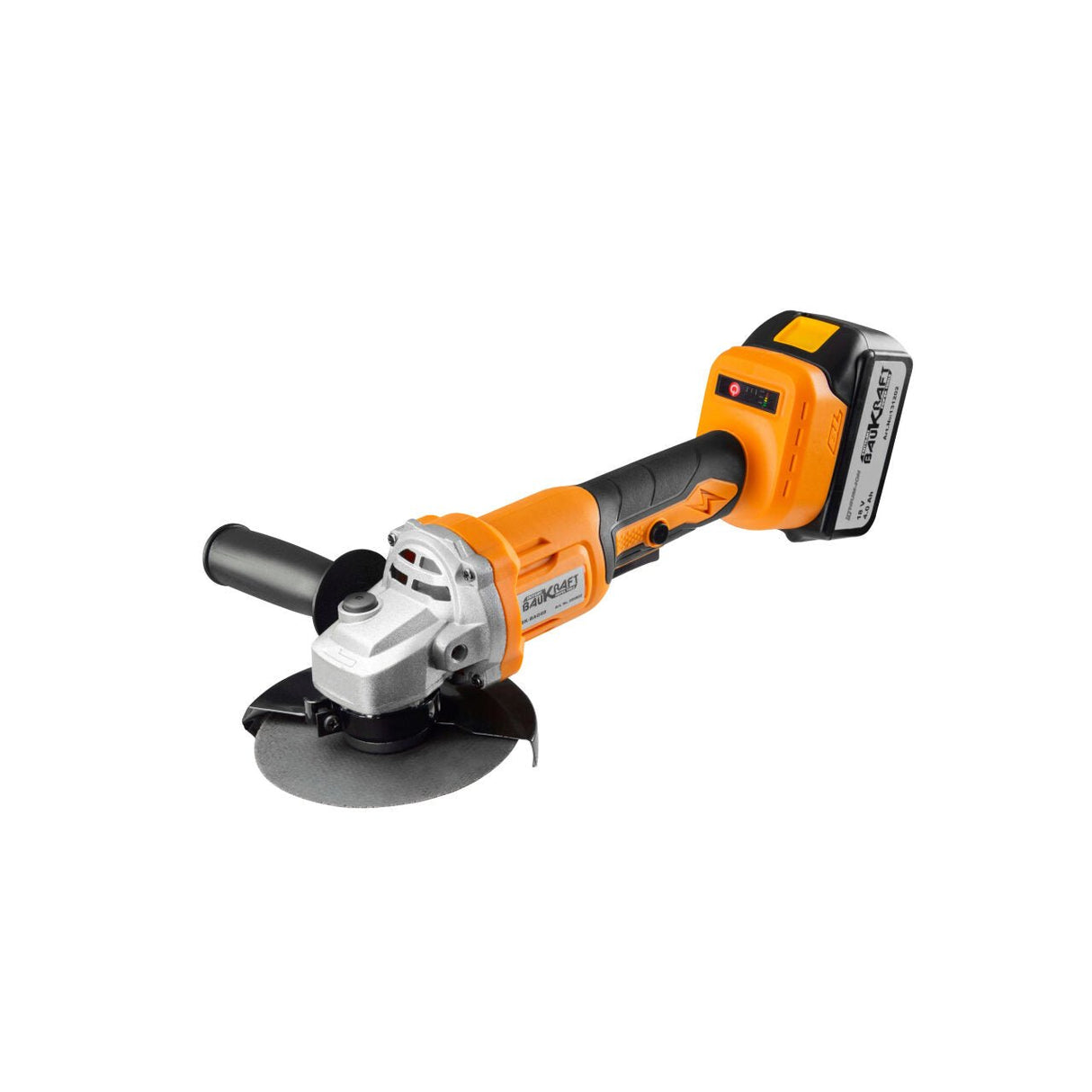 BAUKRAFT Polizor unghiular brushless ø125mm 18V 4Ah BK - BAG69 Set Motor fără perii cu eficiență mai mare Mâner suplimentar pentru un control mai bun în timpul funcționării Diametrul mic Baukraft - scule electrice si unelte profesionale - BricoMart