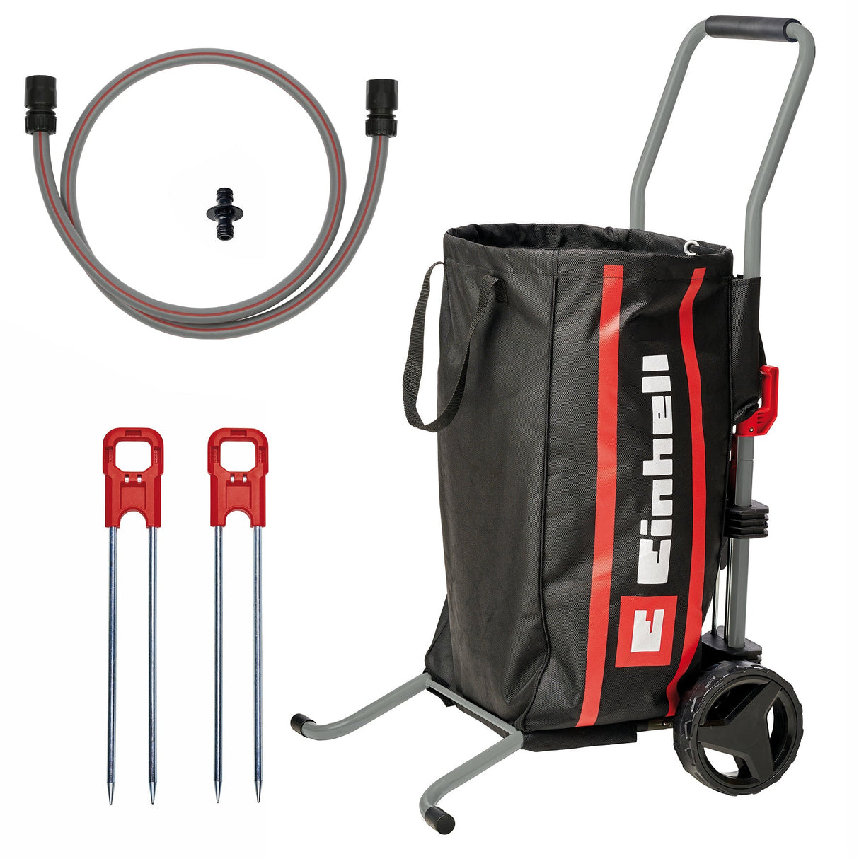 Carucior original Einhell pentru furtun si transport (accesorii pentru rola de furtun fara cablu GE - HR 18/30 Li si GE - HR 18/30 WH Li, incl. sac pentru deseuri de gradina, tarus pentru sol) Einhell - scule electrice si unelte profesionale - BricoMart