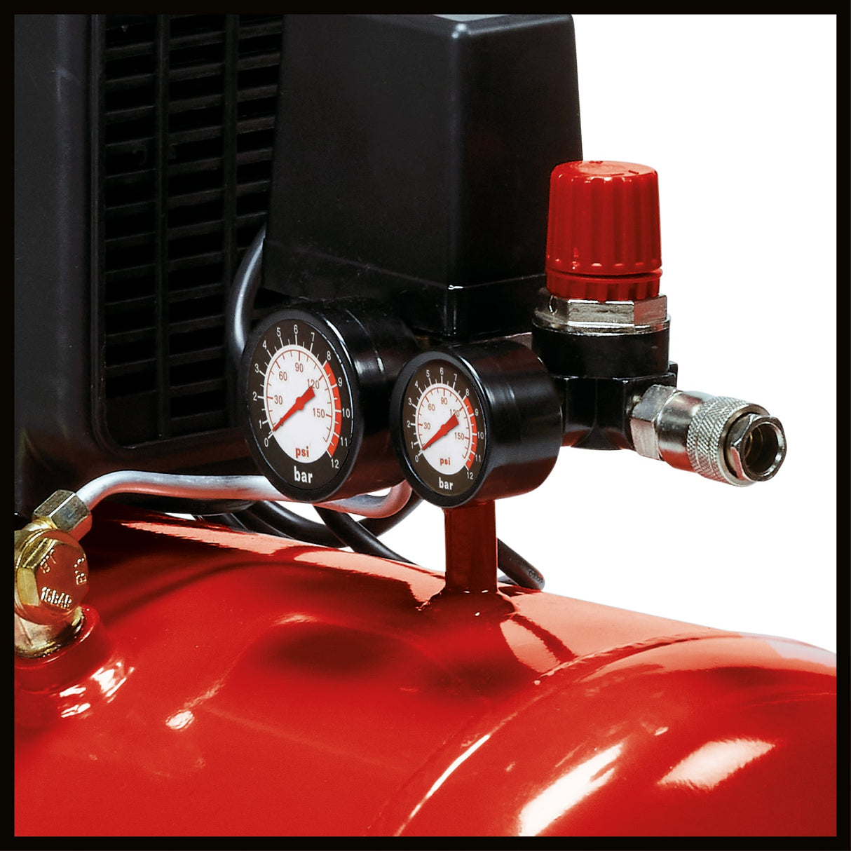 Compresor Einhell TC - AC 190/50/8, max. 8 bar, lubrifiere cu ulei, control nivel ulei, rezervor de 50 l, suport cu tampon de cauciuc, supapa de sens unic/siguranta, surub de golire Einhell - scule electrice si unelte profesionale - BricoMart