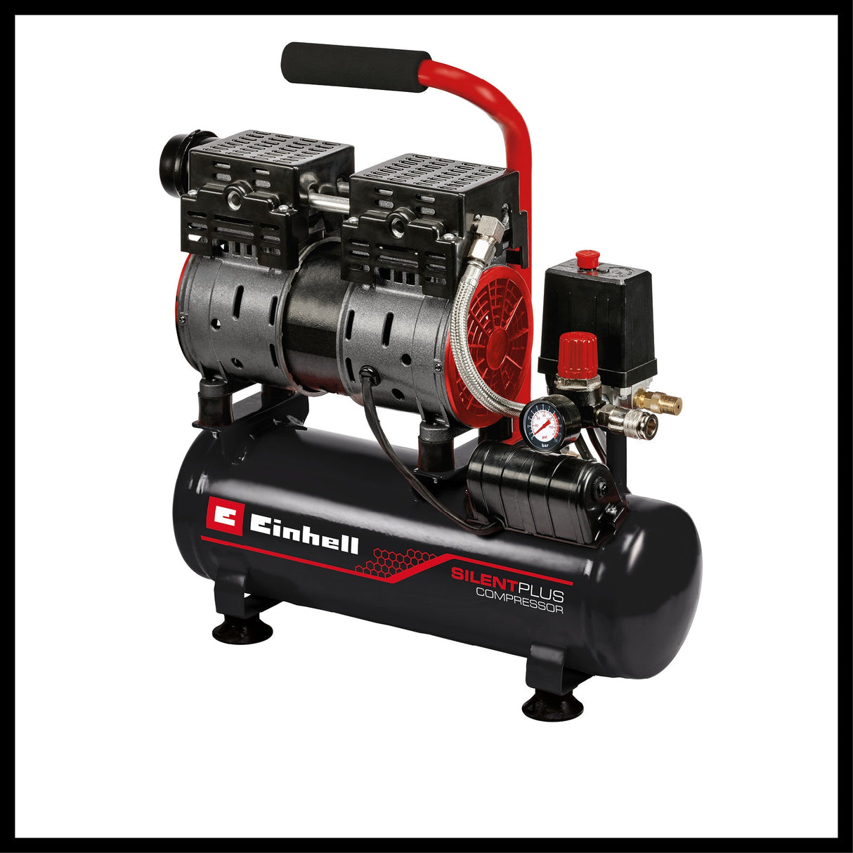 Compresor Einhell TE - AC 110/6 Silent Plus, compresor silentios cu 550 W, max. 8 bar, motor fara ulei/service, rezervor de 6 l, manometru si cuplaj rapid, supapa de siguranta Einhell - scule electrice si unelte profesionale - BricoMart
