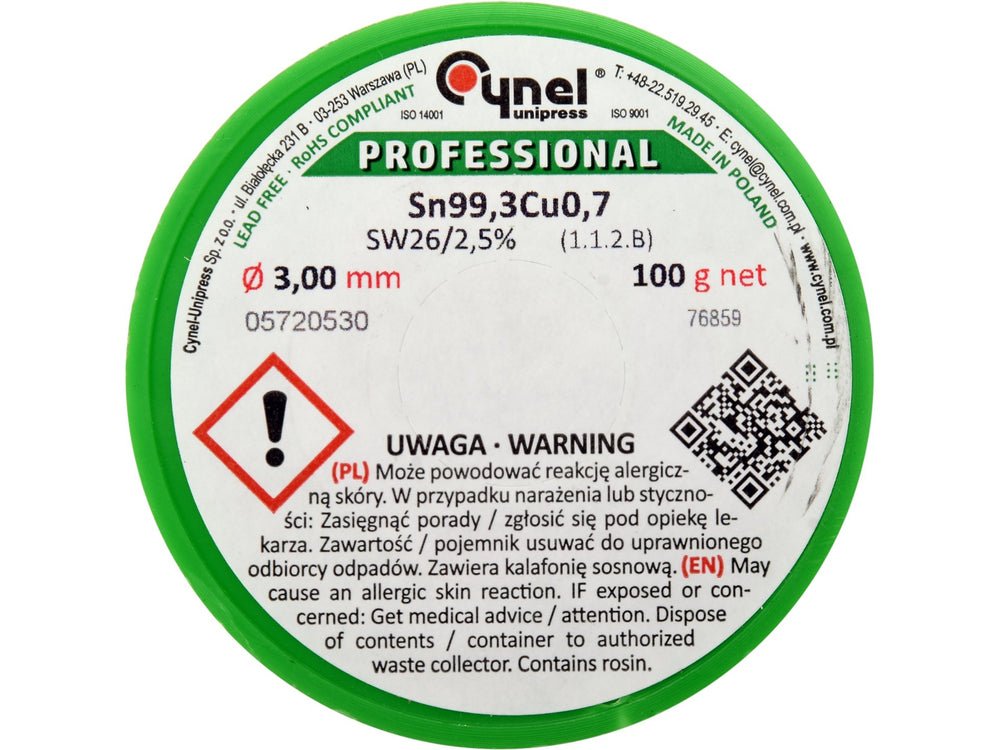 COSITOR FARA PLUMB, 3,0MM, 100G, SN99,3CU0,7 Toya 76859 Toya - scule electrice si unelte profesionale - BricoMart