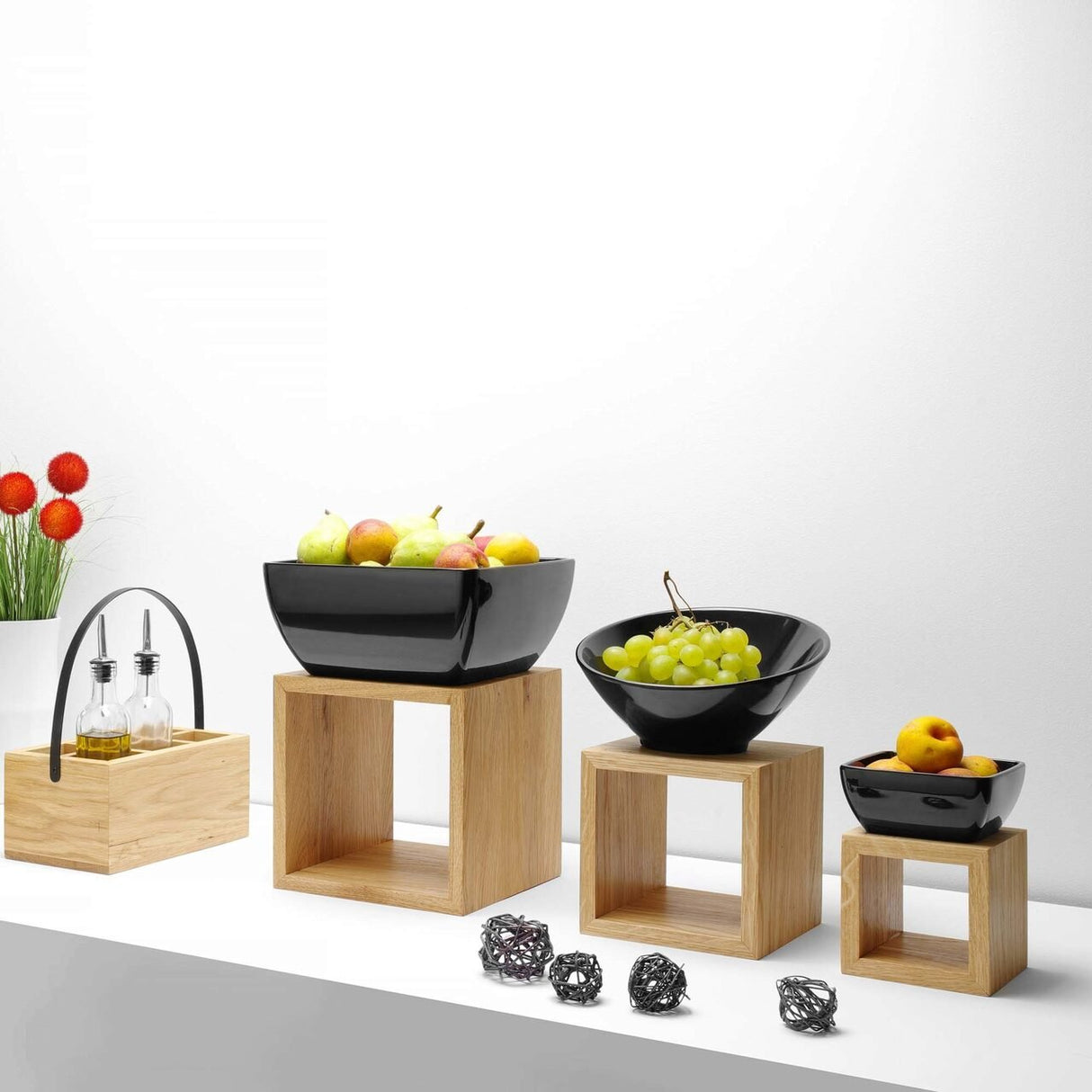 Cutie Madeira neagră pentru accesorii de masă cu mâner 280x180x120 mm Fine Dine