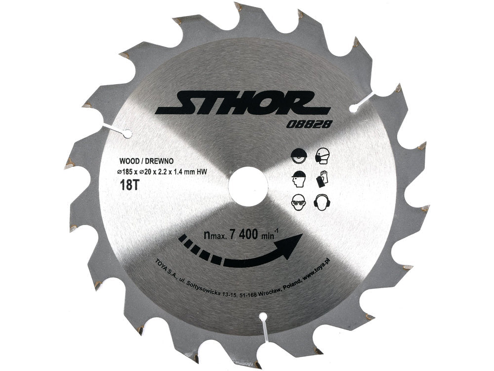 DISC CIRCULAR PENTRU LEMN Sthor 08828 , 185X20X2.2MM T18 STHOR - scule electrice si unelte profesionale - BricoMart