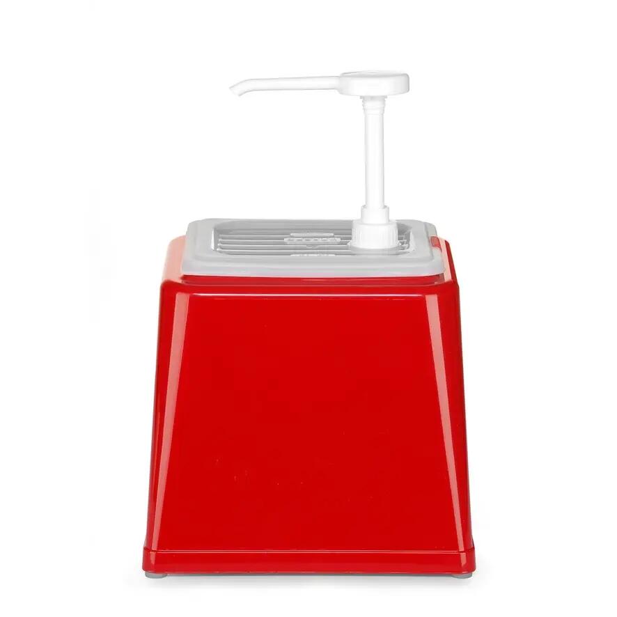 Dispenser de sos cu pompa,Hendi 2.5 L, rosu, 230x210x(H)250 mm