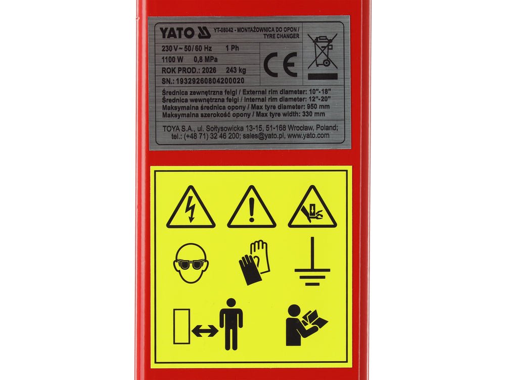 Dispozitiv de schimbat anvelope YATO YT-08042