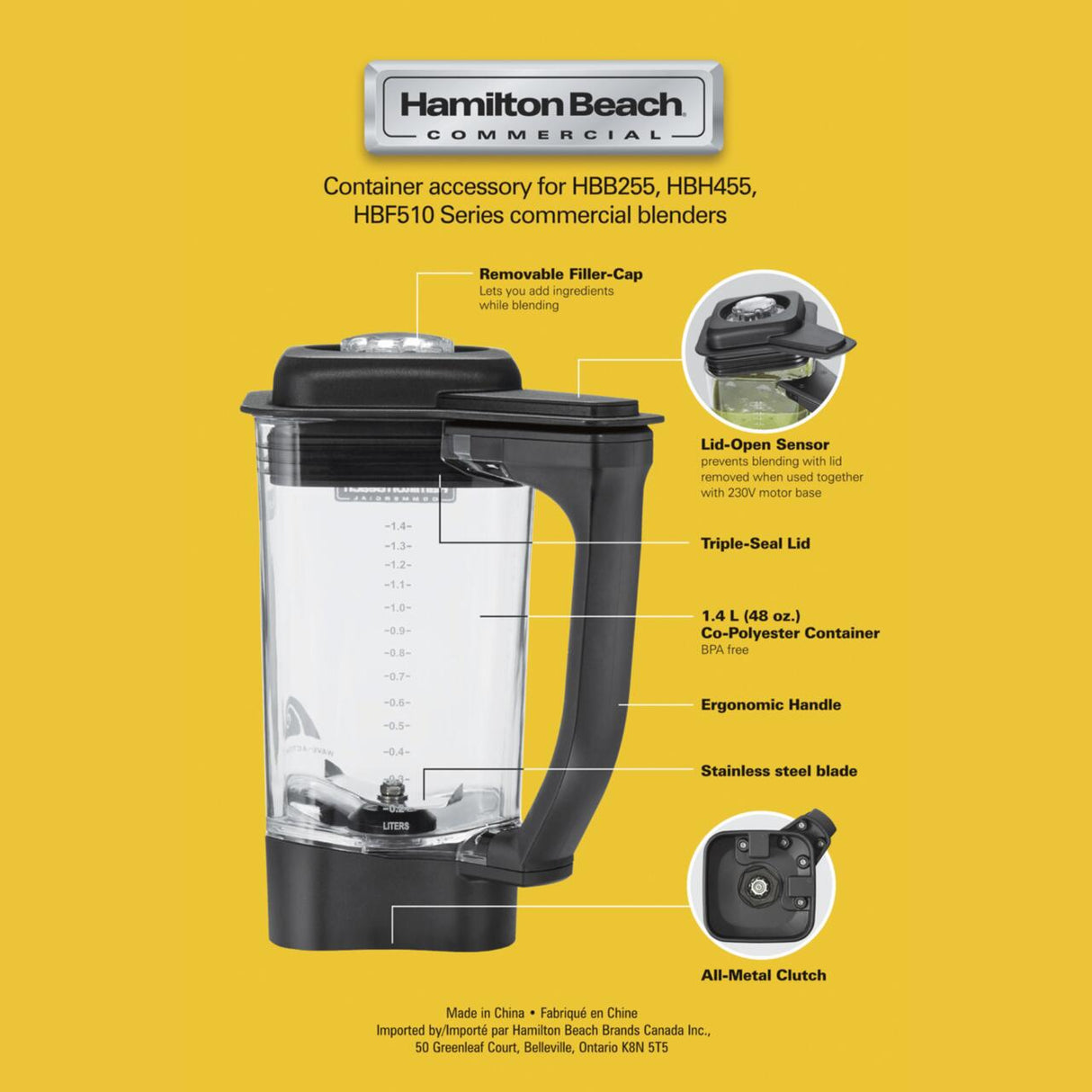 Cana din copoliester,1.4 L pentru blender HBB255, HBH455, HBF510