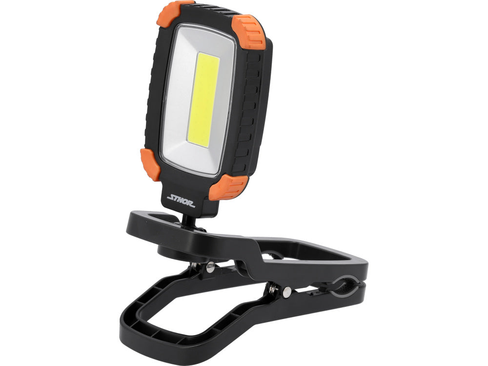 STHOR 82850 hordozható, újratölthető reflektor, 500LM, csiptető, 360°-ban forgatható test, 3 üzemmód, LED