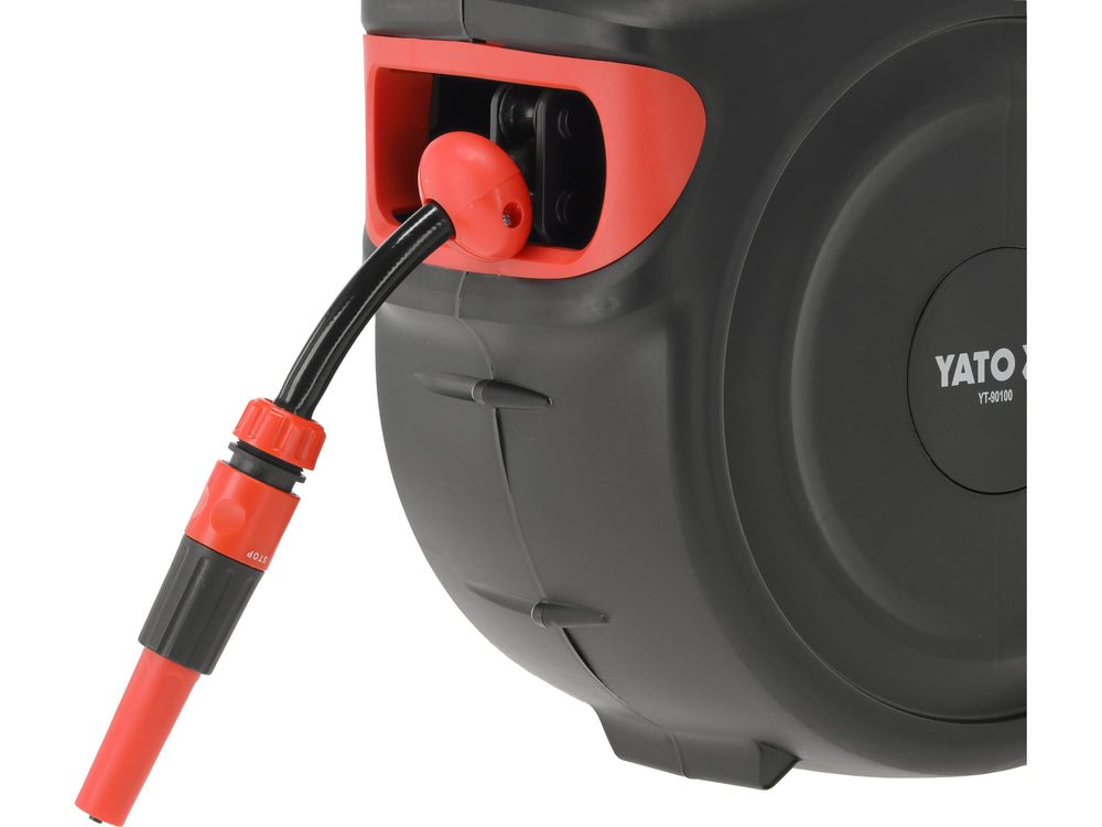 FURTUN DE APA PE TAMBUR AUTOMAT 15M Yato YT - 90100 Yato - scule electrice si unelte profesionale - BricoMart