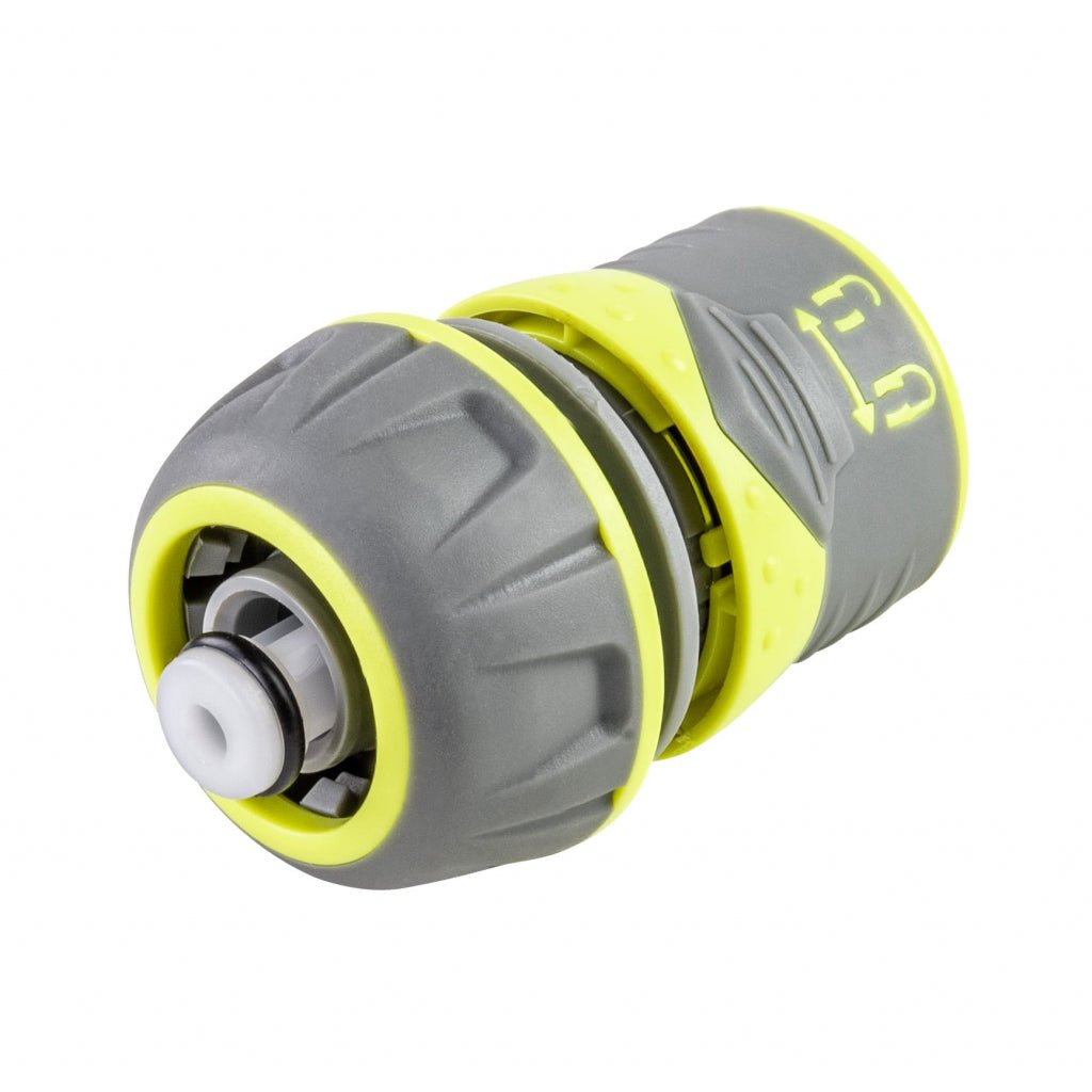 GARDEX Conector furtun ¾” cu stop cu blocare rapidă LUXE GX Conectorii de tip rapid sunt bicomponente, fabricați din acoperire moale TPR și polimeri ABS de înaltă calitate, care su Gardex - scule electrice si unelte profesionale - BricoMart