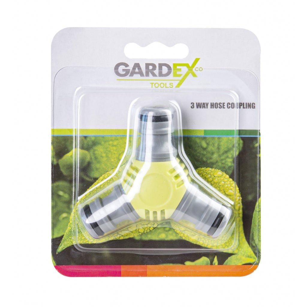 GARDEX Cuplaj furtun cu 3 căi LUXE GX Bandă de alimentare cu două componente, cu trei căi, realizată din acoperire moale TPR și ABS de înaltă calitate care es Gardex - scule electrice si unelte profesionale - BricoMart
