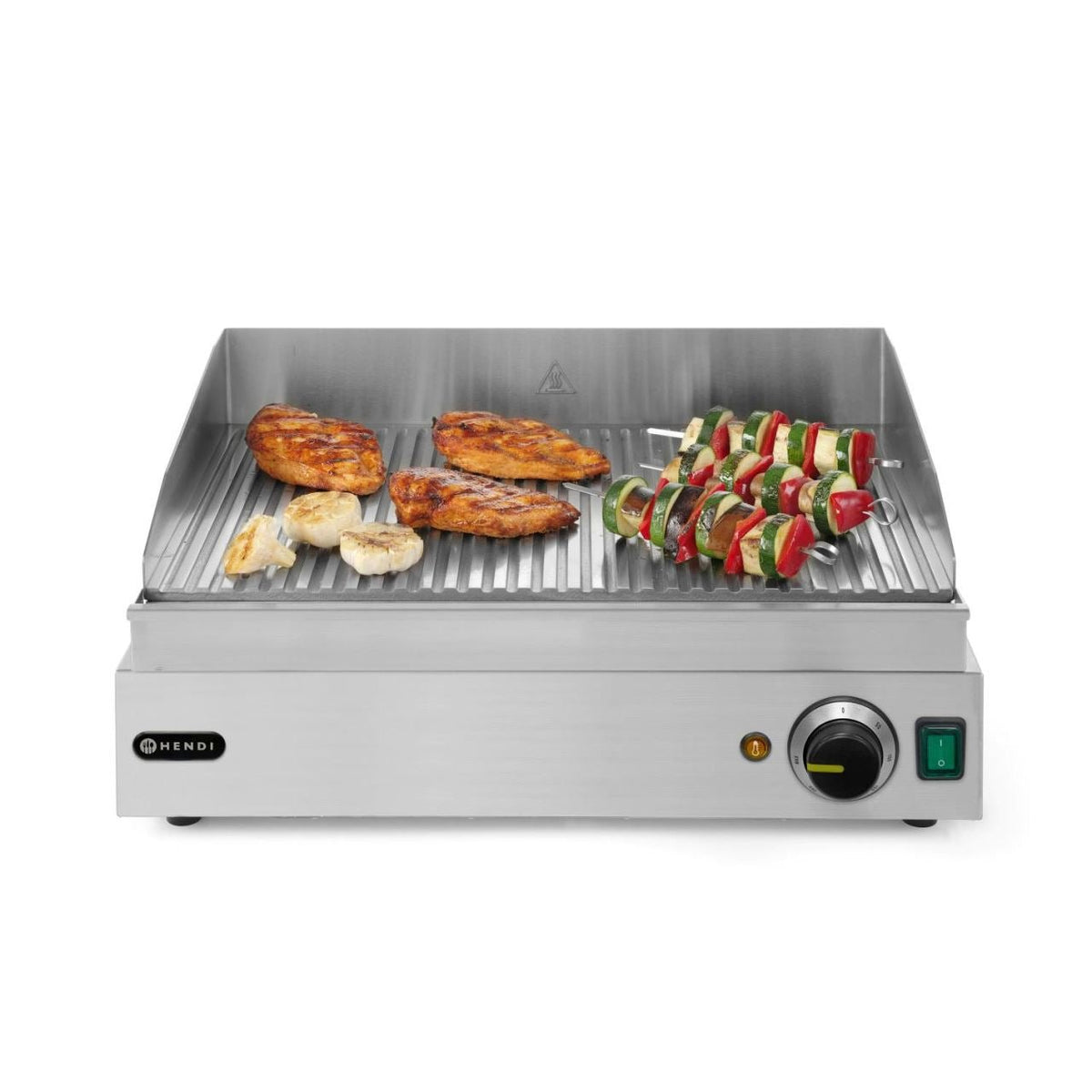 Gratar electric HENDI Profi Line suprafata integrala striata, 550x380x(H)240 mm, inox, potrivit si pentru uz profesional