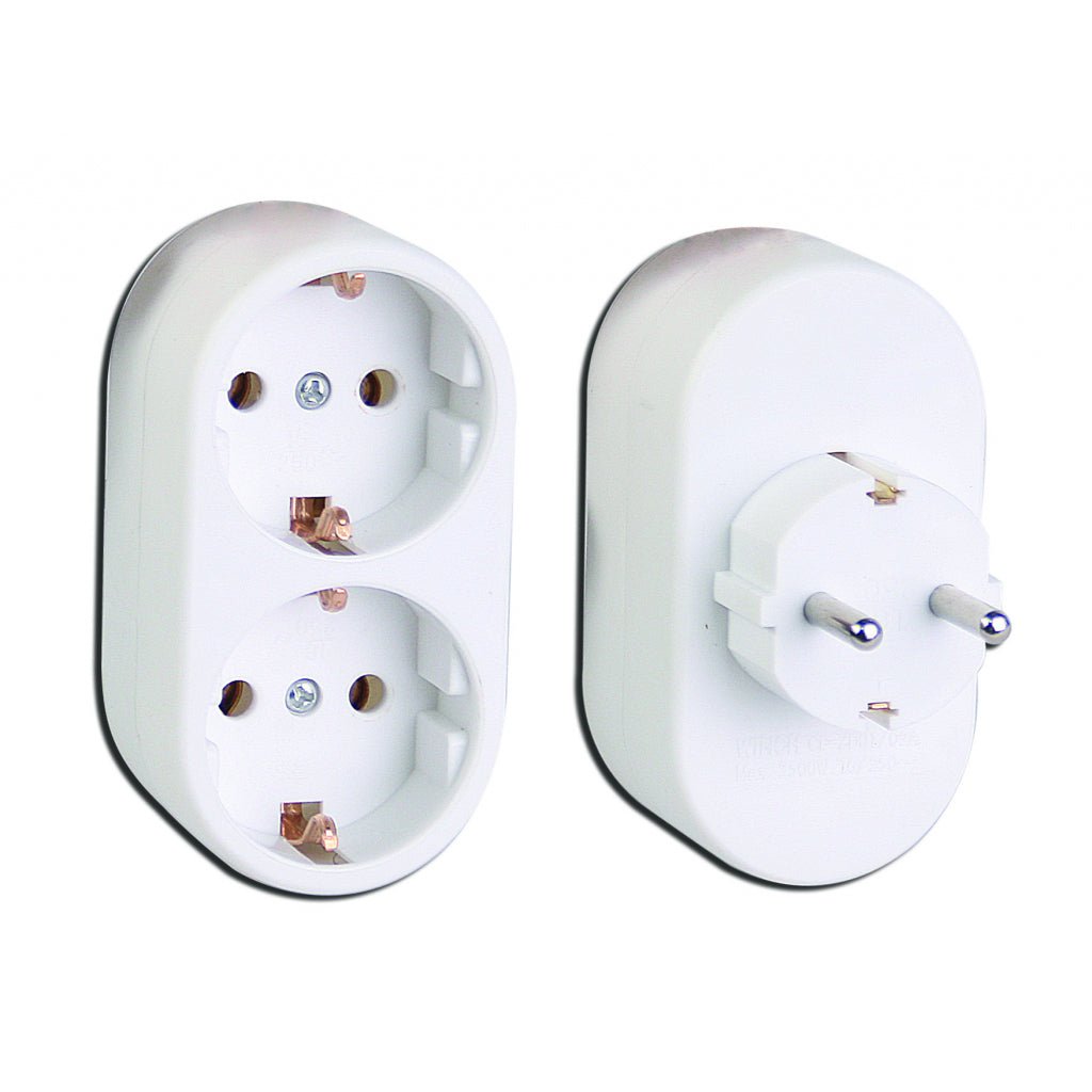 MAKALON Priza tip splitter dublu Shuko MK Corp alb Makalon - scule electrice si unelte profesionale - BricoMart
