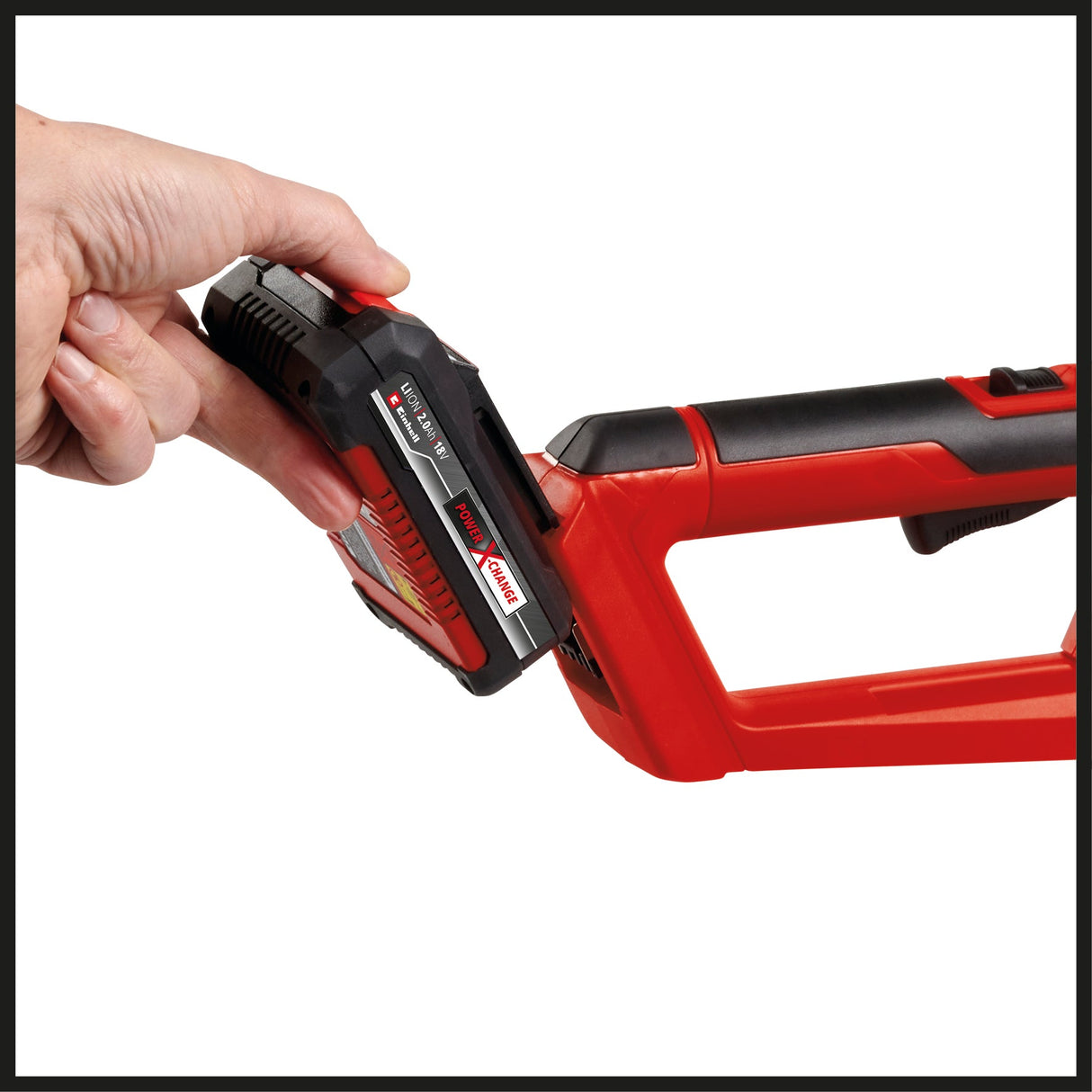 Masina de tuns gard viu pe acumulator Einhell GC - CH 18/50 Li Solo Power X - Change (Li - ion, cutie de viteze metalica, capac de lama din aluminiu, incl. tolba fara acumulator sau incarcator Einhell - scule electrice si unelte profesionale - BricoMart