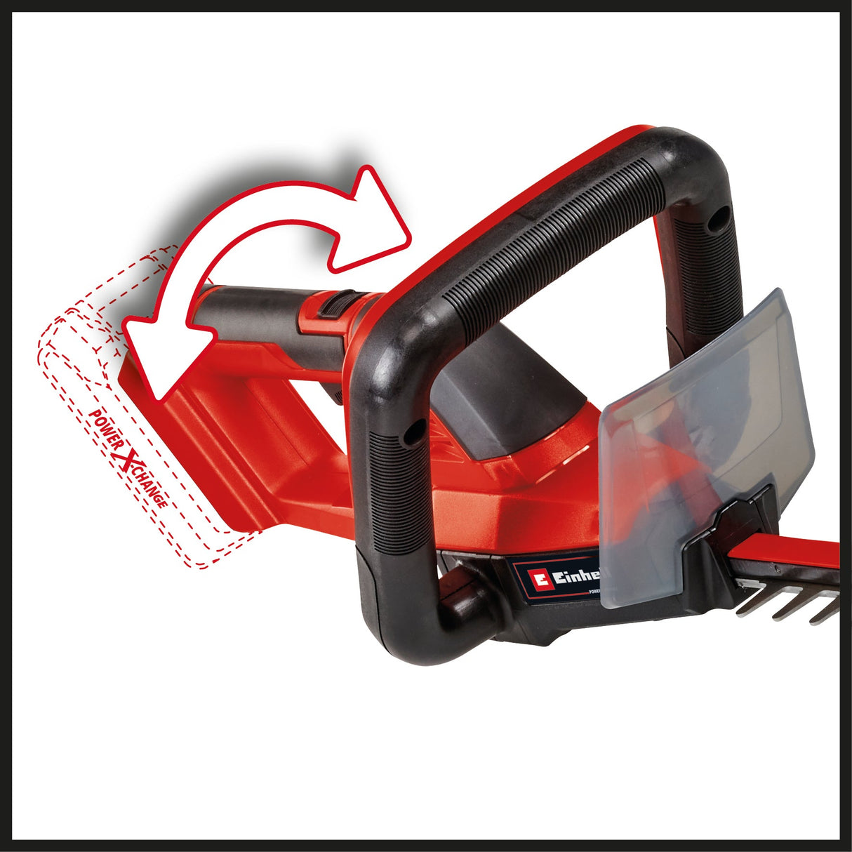 Masina de tuns gard viu pe acumulator Einhell GC - CH 18/50 Li Solo Power X - Change (Li - ion, cutie de viteze metalica, capac de lama din aluminiu, incl. tolba fara acumulator sau incarcator Einhell - scule electrice si unelte profesionale - BricoMart